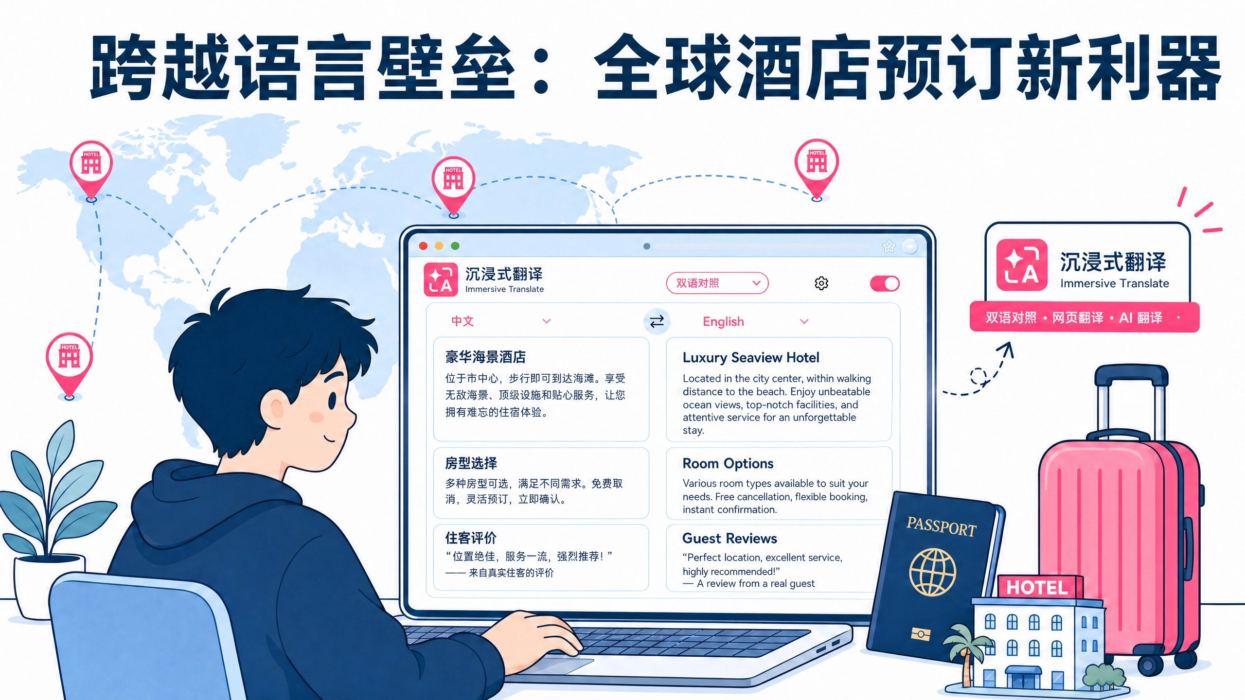 跨越语言壁垒：出境游与数字游民的全球酒店预订新利器 - 記事のカバー画像