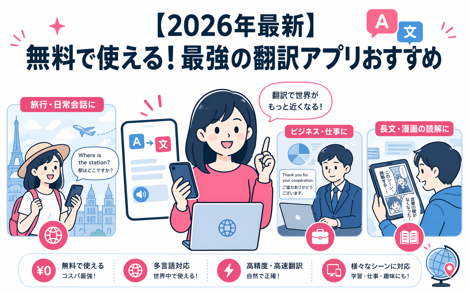 【2026年最新】無料で使える！最強の翻訳アプリおすすめ