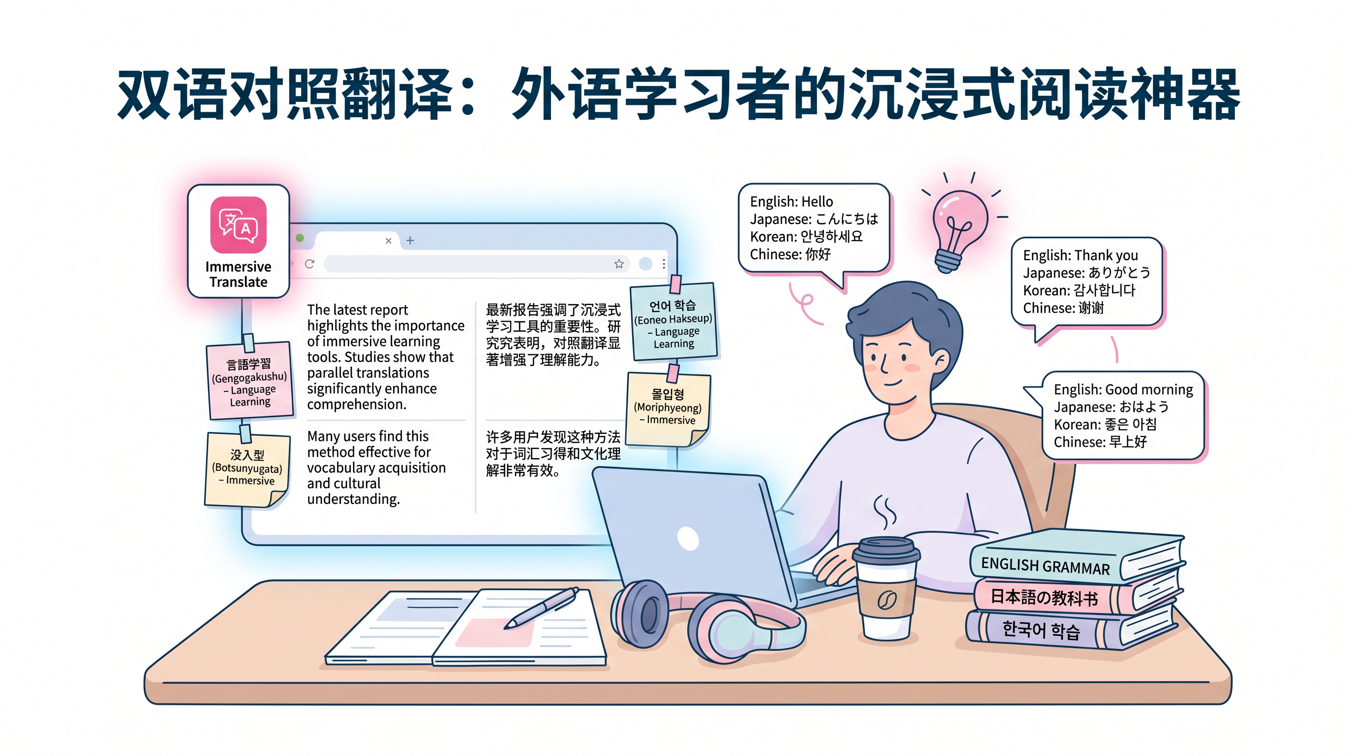 告别查词焦虑：如何用「双语对照翻译」实现顺畅外语阅读？ - 記事のカバー画像