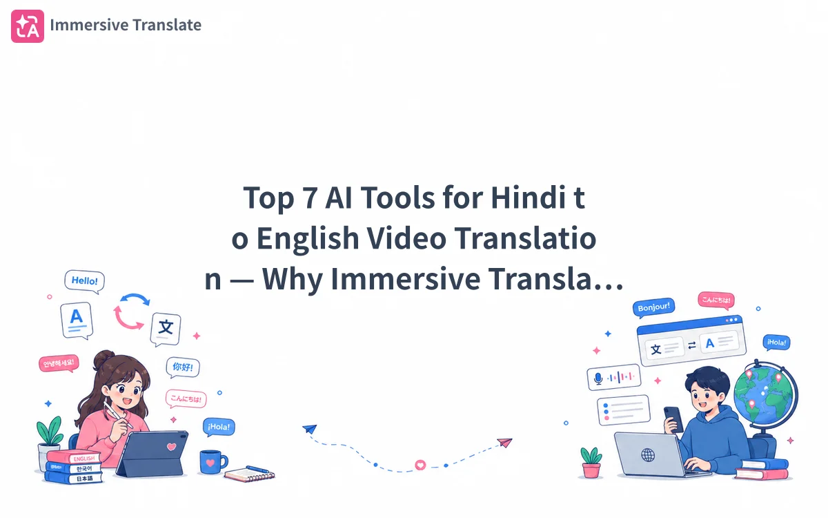 Top 7 AI Tools for Hindi to English Video Translation — Why Immersive Translate Leads in 2025 - 記事のカバー画像