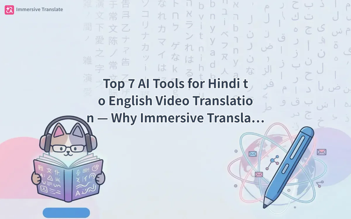 Top 7 AI Tools for Hindi to English Video Translation — Why Immersive Translate Leads in 2025 - 記事のカバー画像