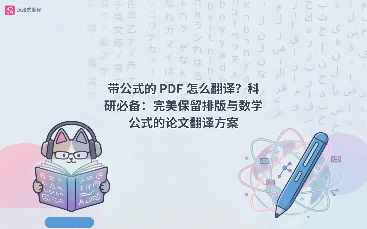 带公式的 PDF 怎么翻译?科研必备:完美保留排版与数学公式的论文翻译方案
