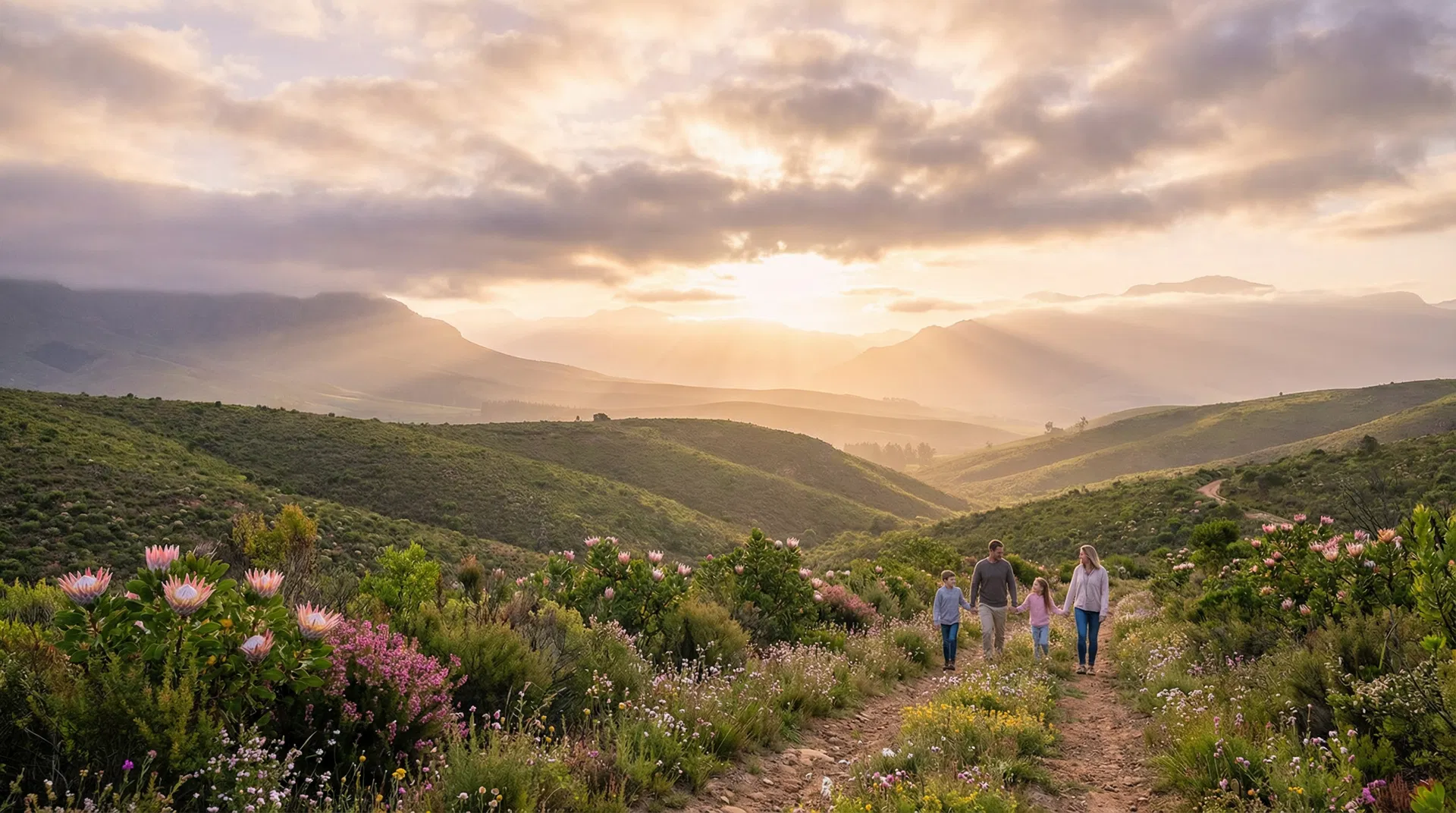 Beautiful South African landscape at golden hour — We are family and you are ours