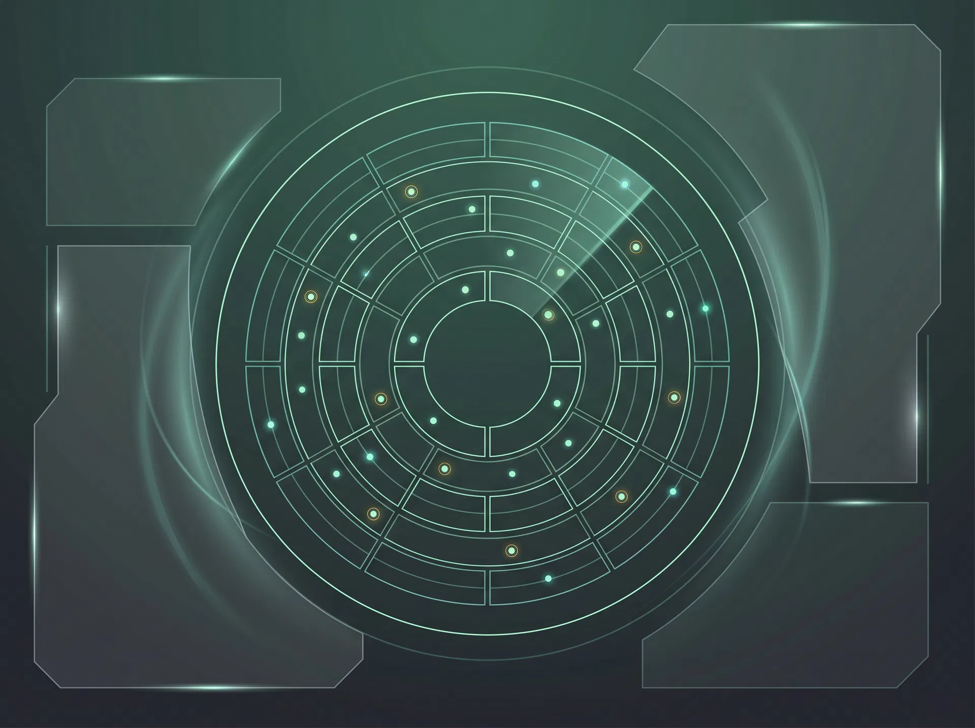 Abstract six-domain CCXP radar illustration