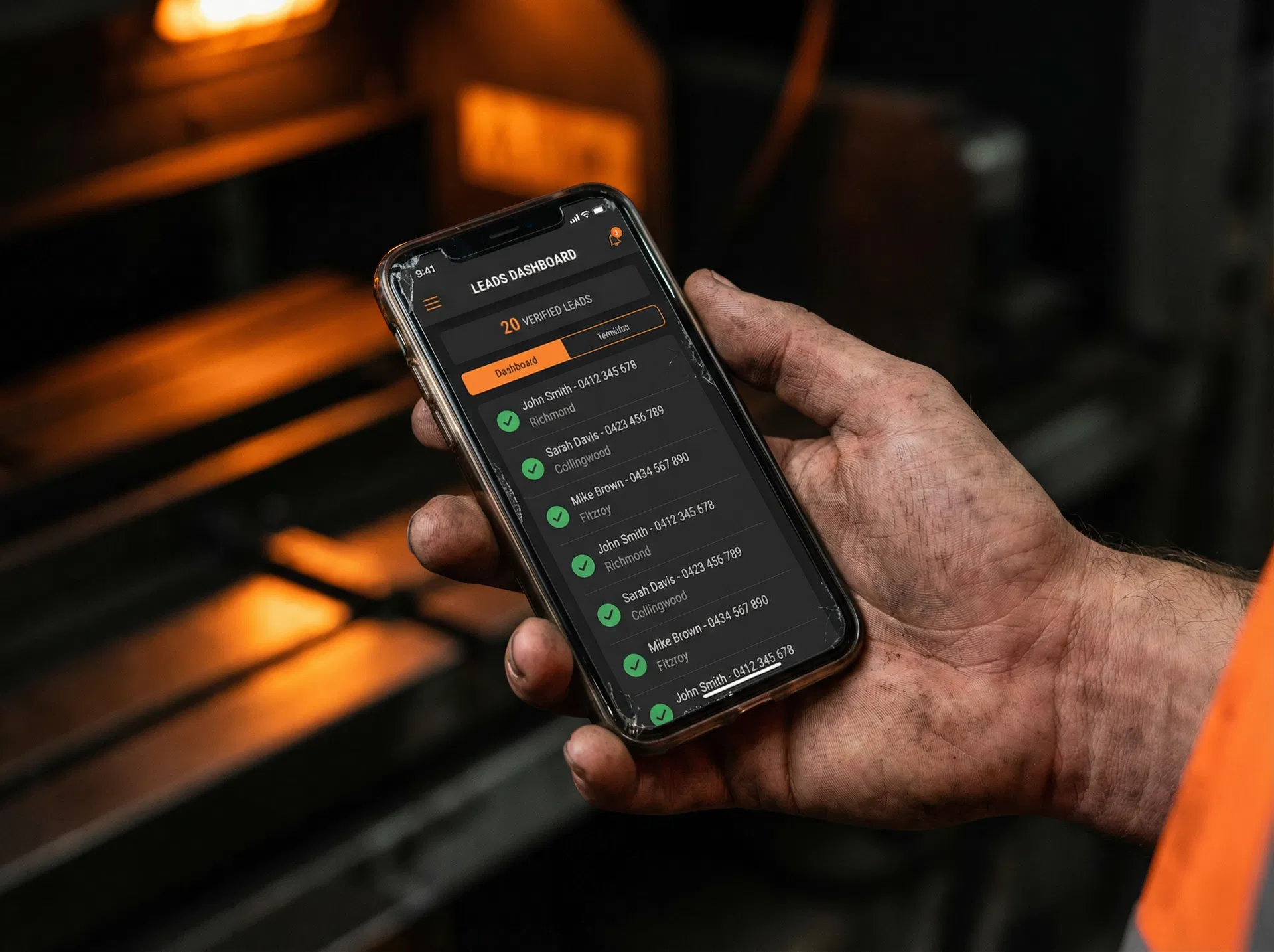Leads dashboard on phone