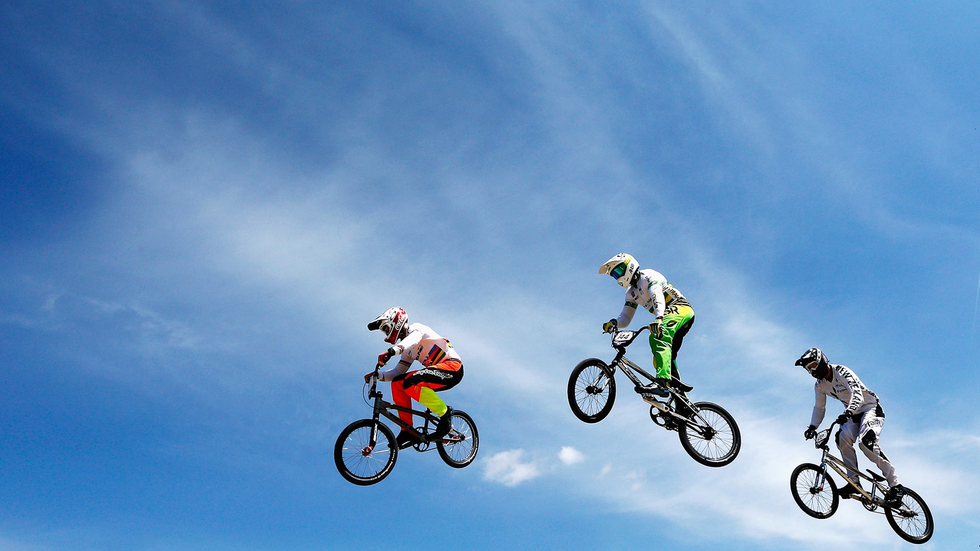 BMX racers on the track at the Ariake Urban Sports Park during the Tokyo 2020 Olympics. (Alamy / Olympics.com)