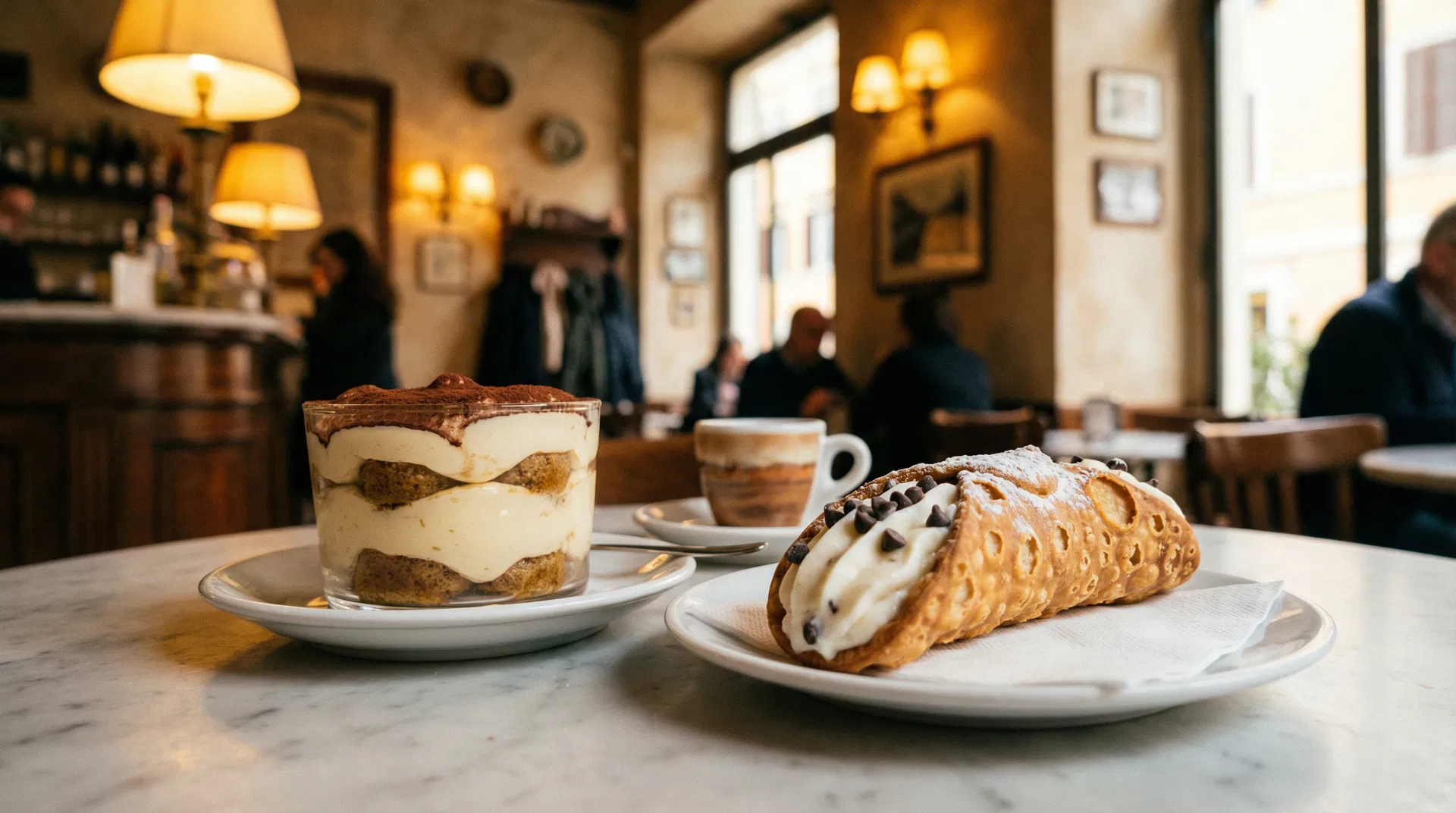 Italian tiramisu and cannoli