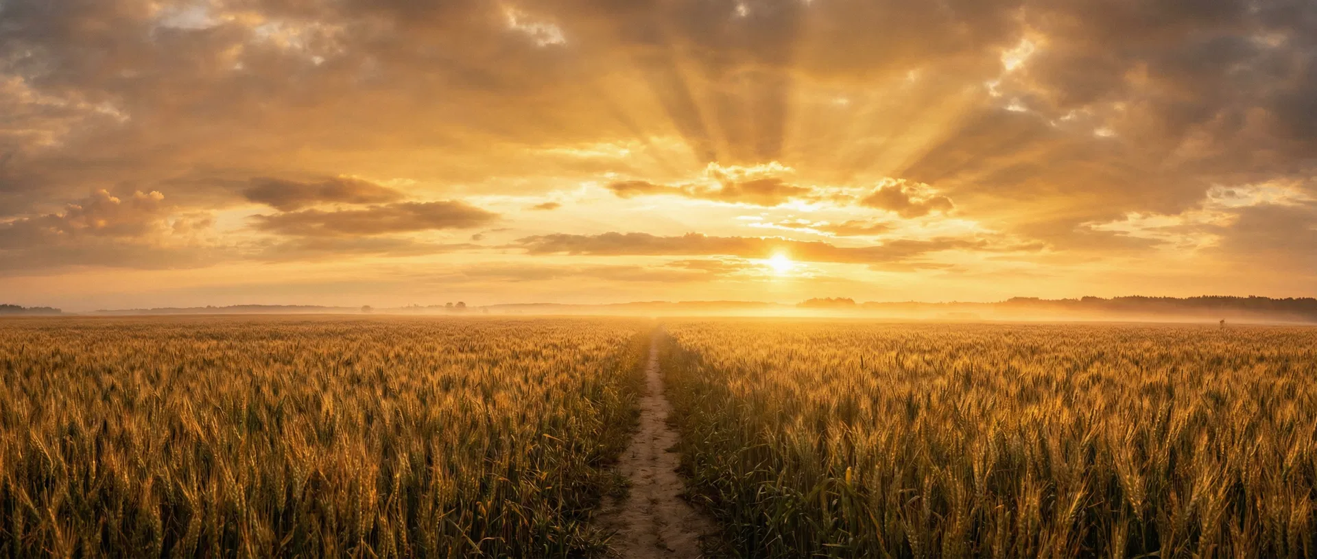 Golden wheat field at sunset symbolizing global Christian unity and faith