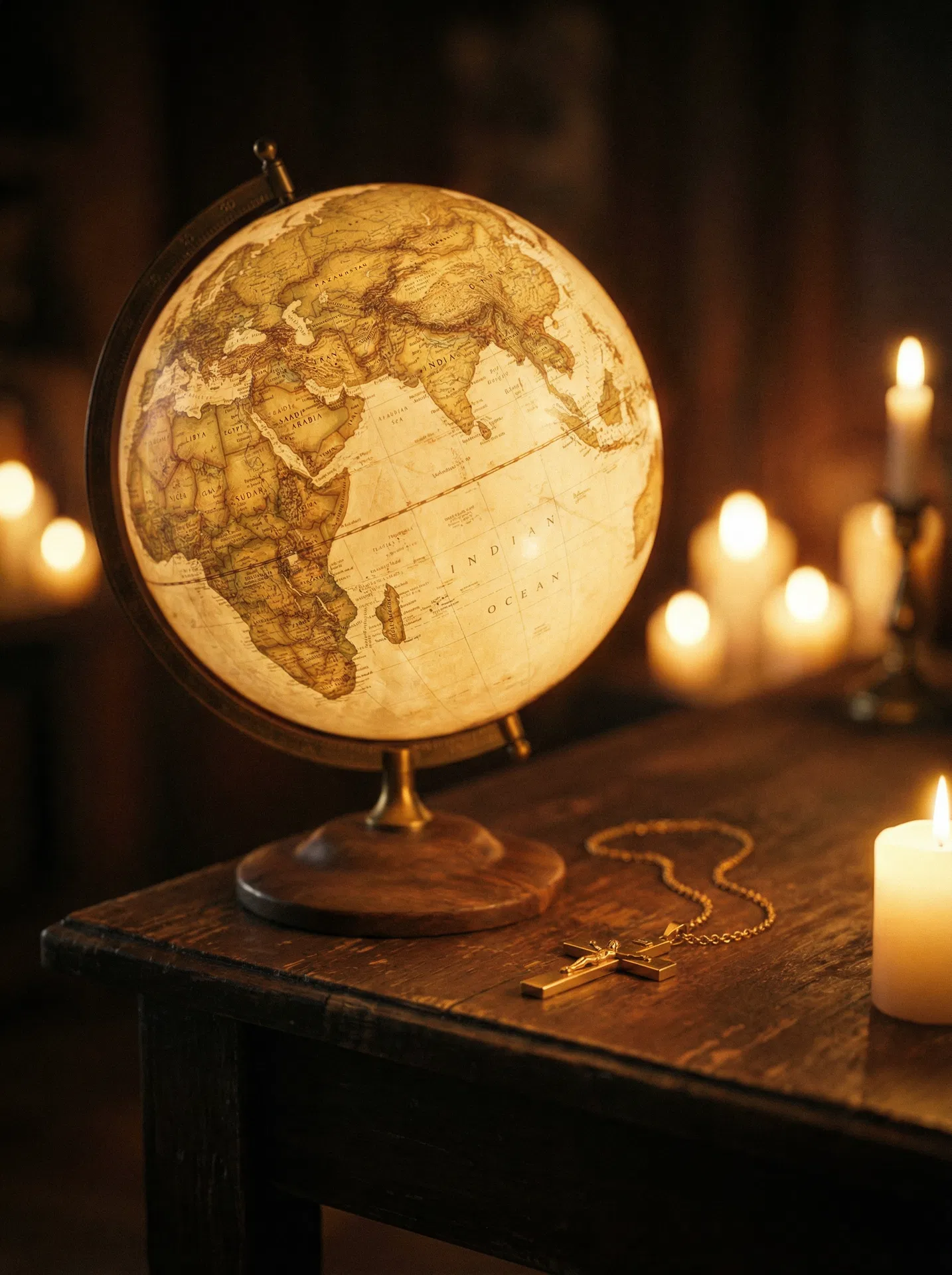 Globe with cross symbolizing global Christian mission