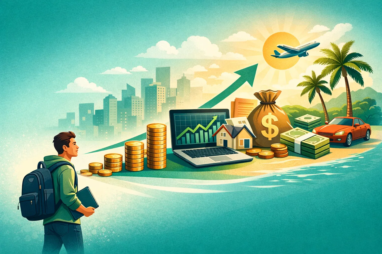 Build wealth early - student journey from coins to investment portfolio to financial freedom
