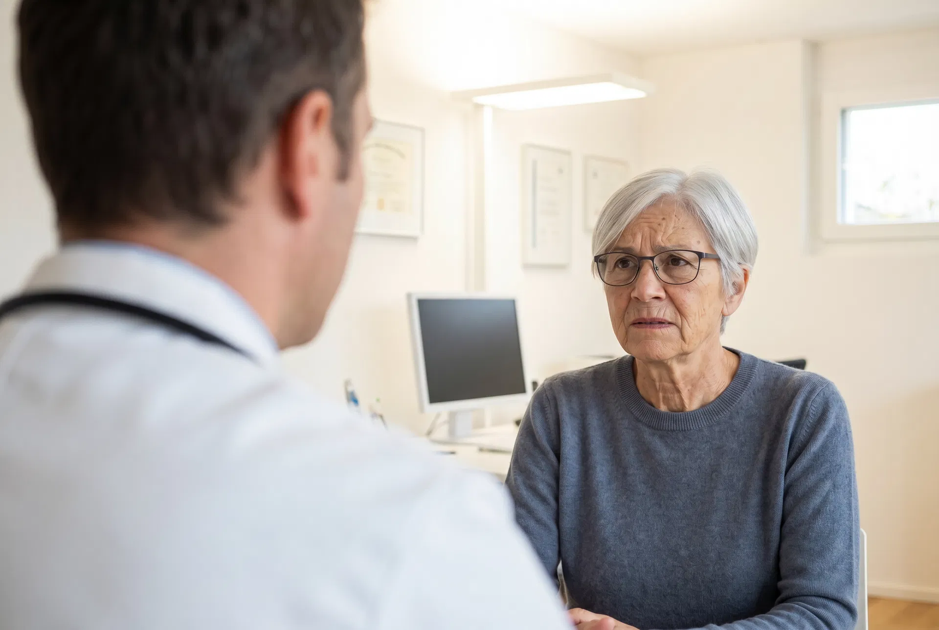 Elisabeth K. im Gespräch mit ihrem Hausarzt