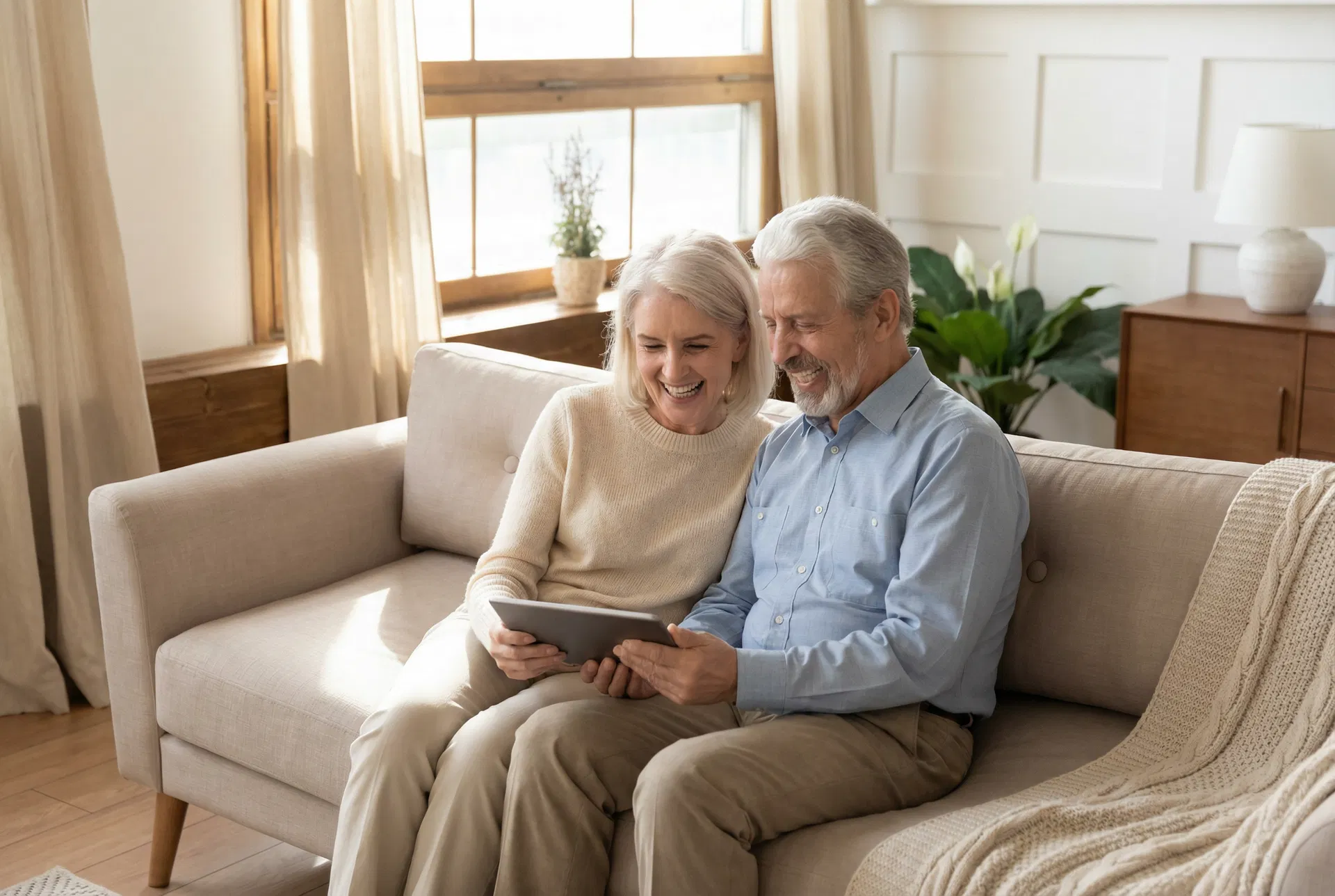 Glückliches Paar auf dem Sofa