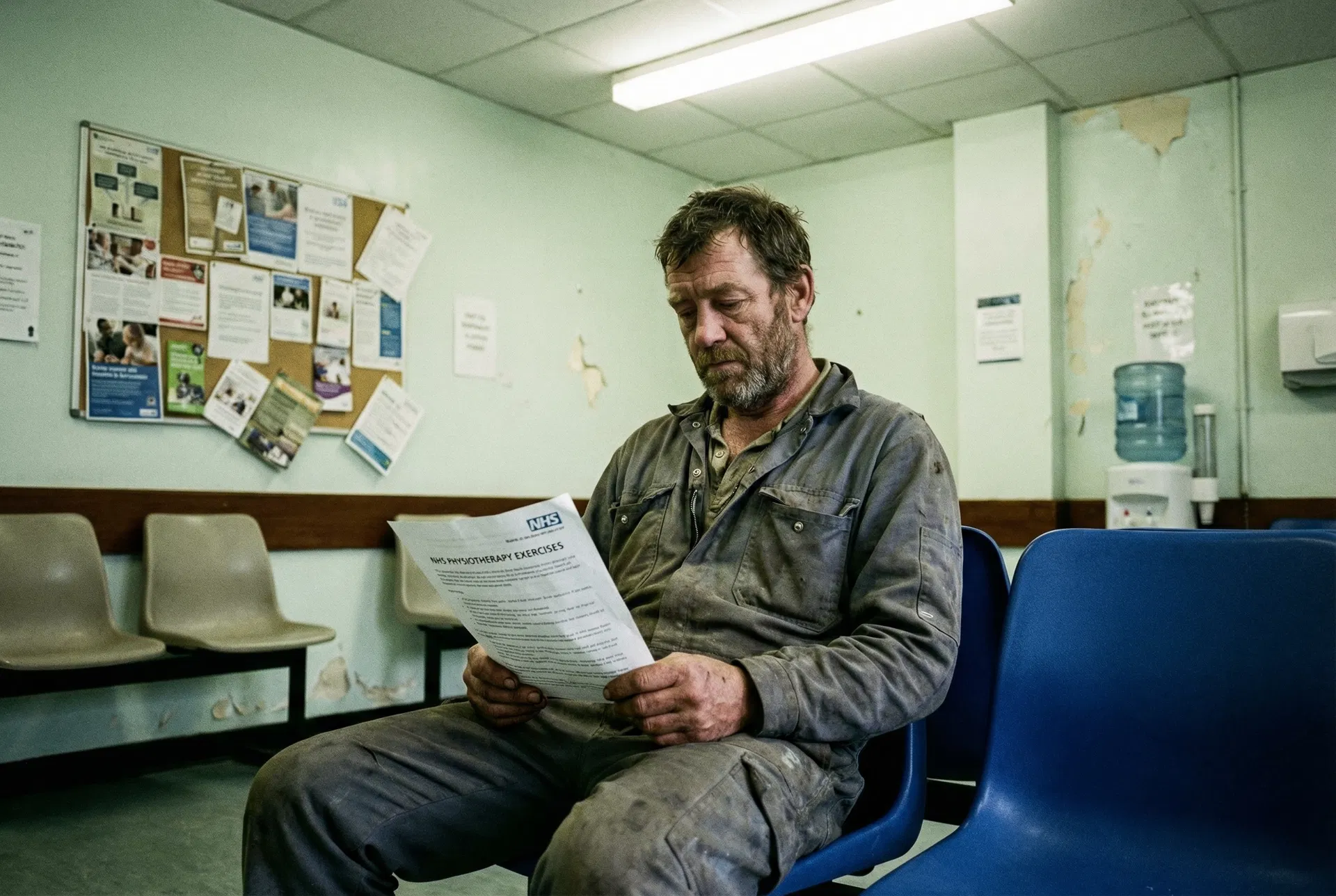 Patient in NHS waiting room