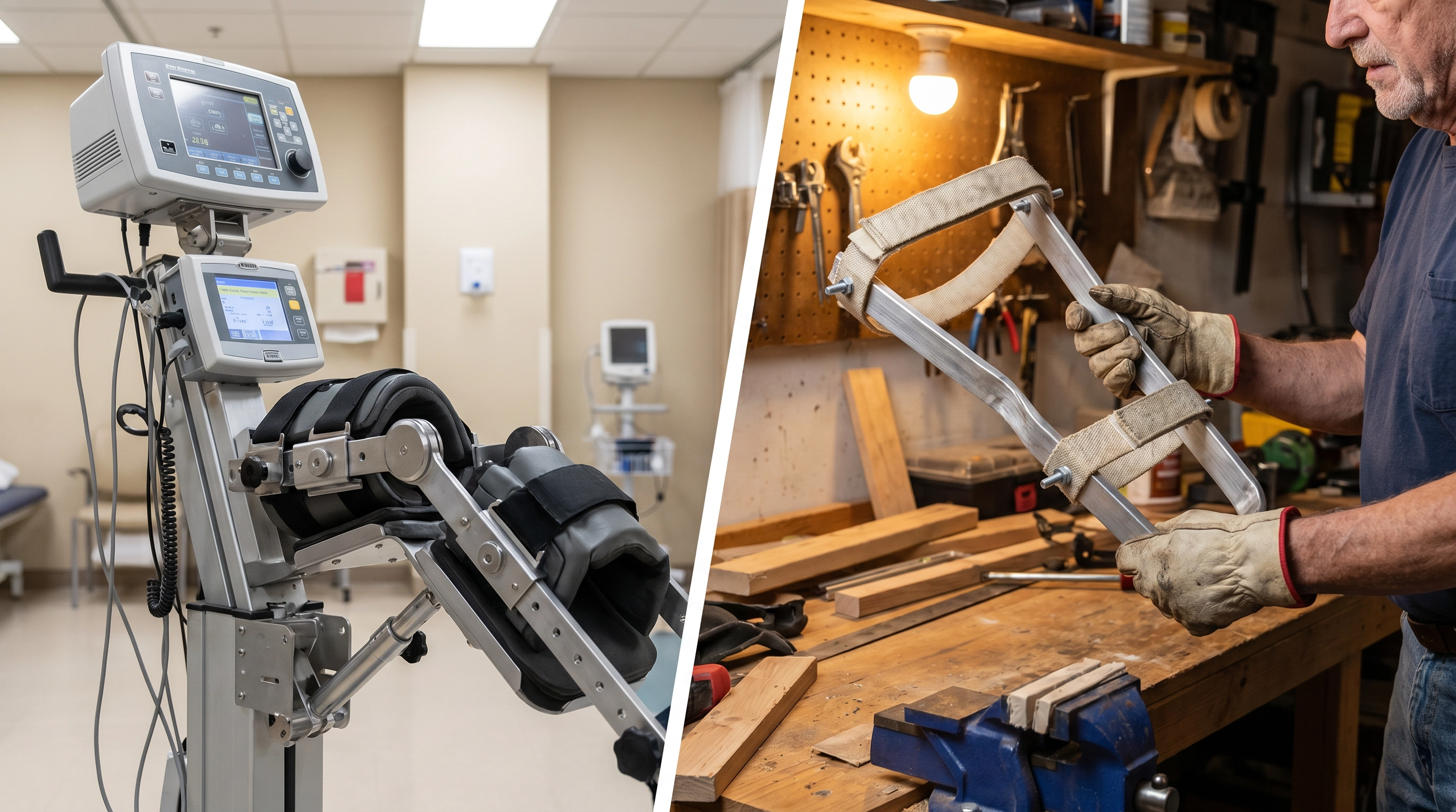 Clinical knee traction machine vs handmade prototype in garage