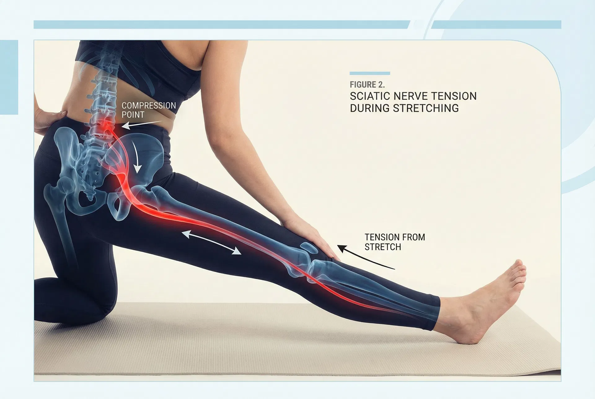 Sciatic nerve tension during stretching
