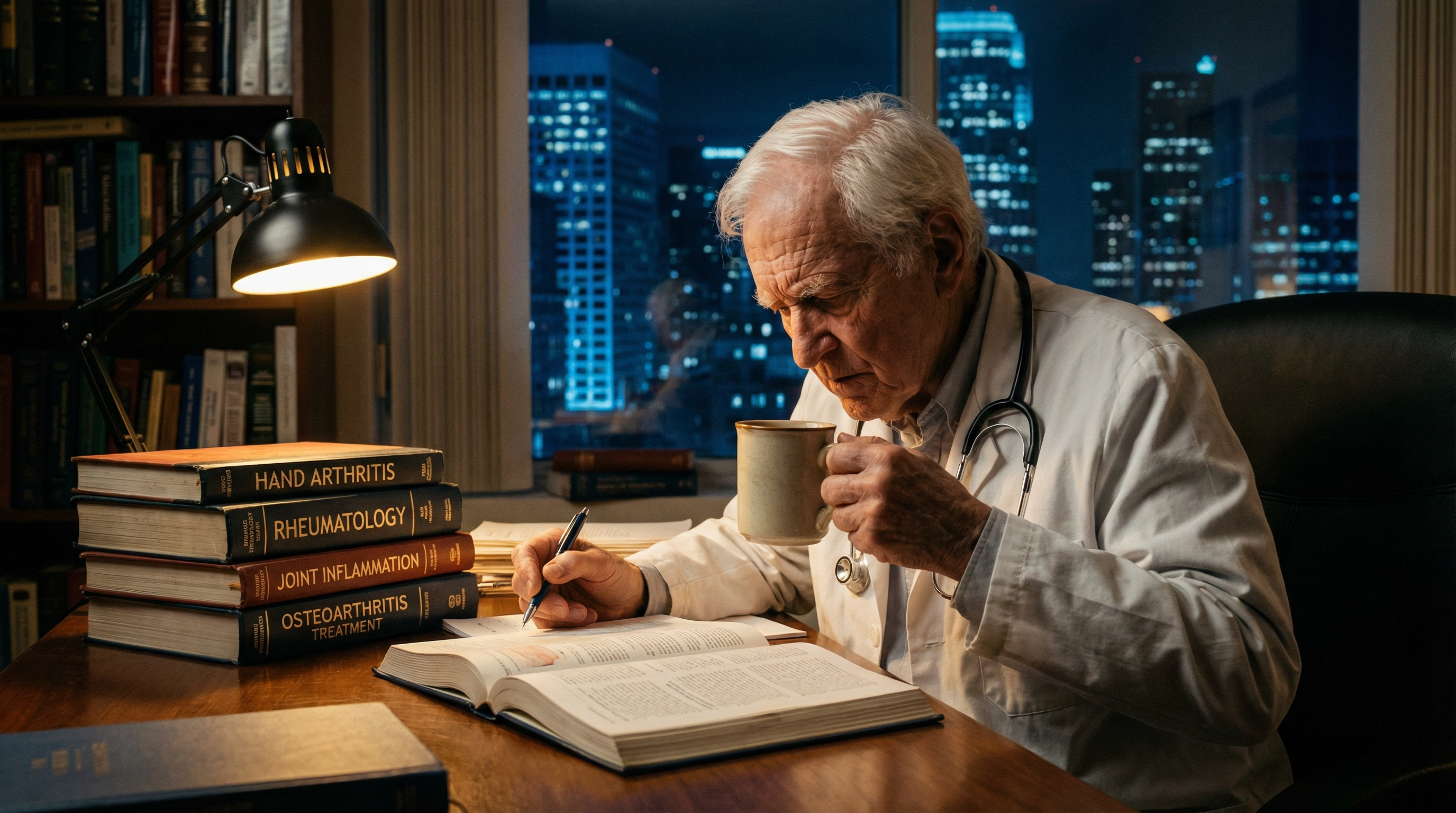Doctor's desk with medical journal study