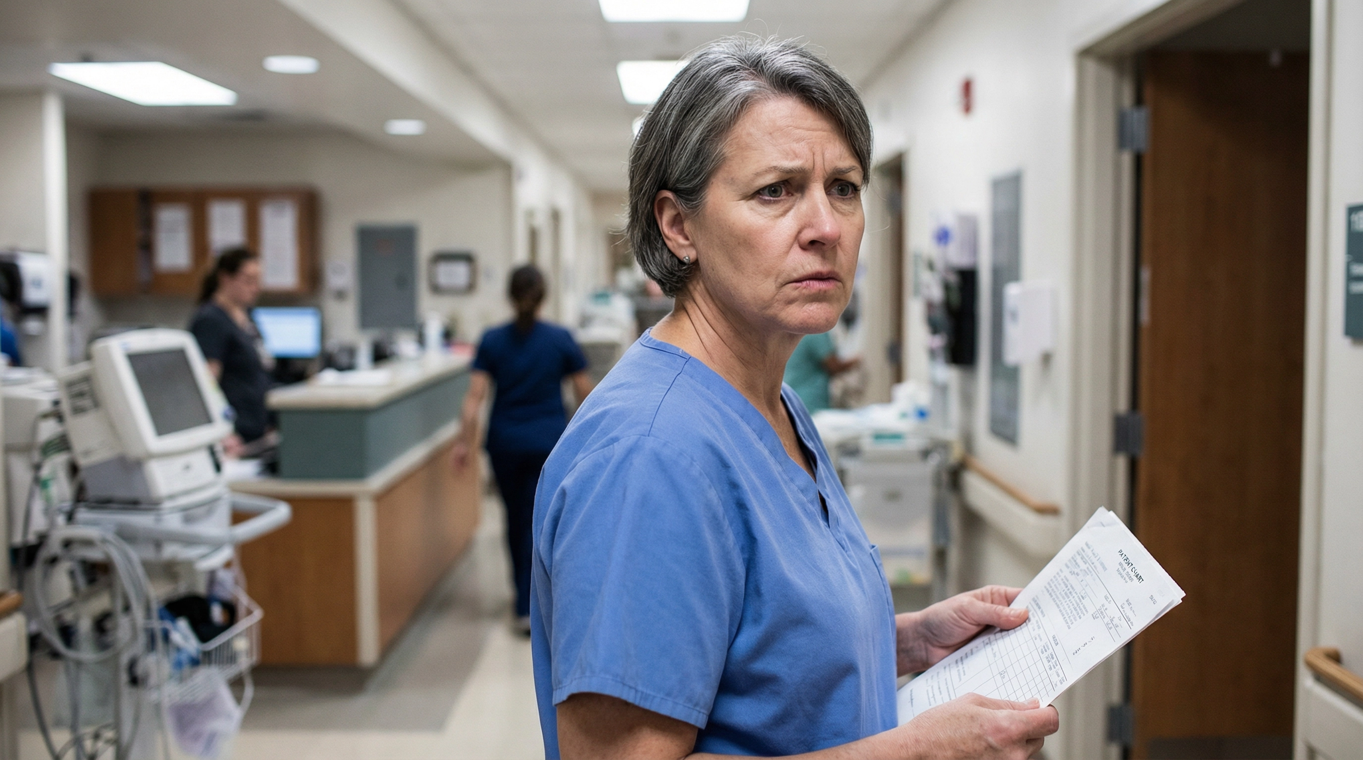 Nurse in hospital hallway