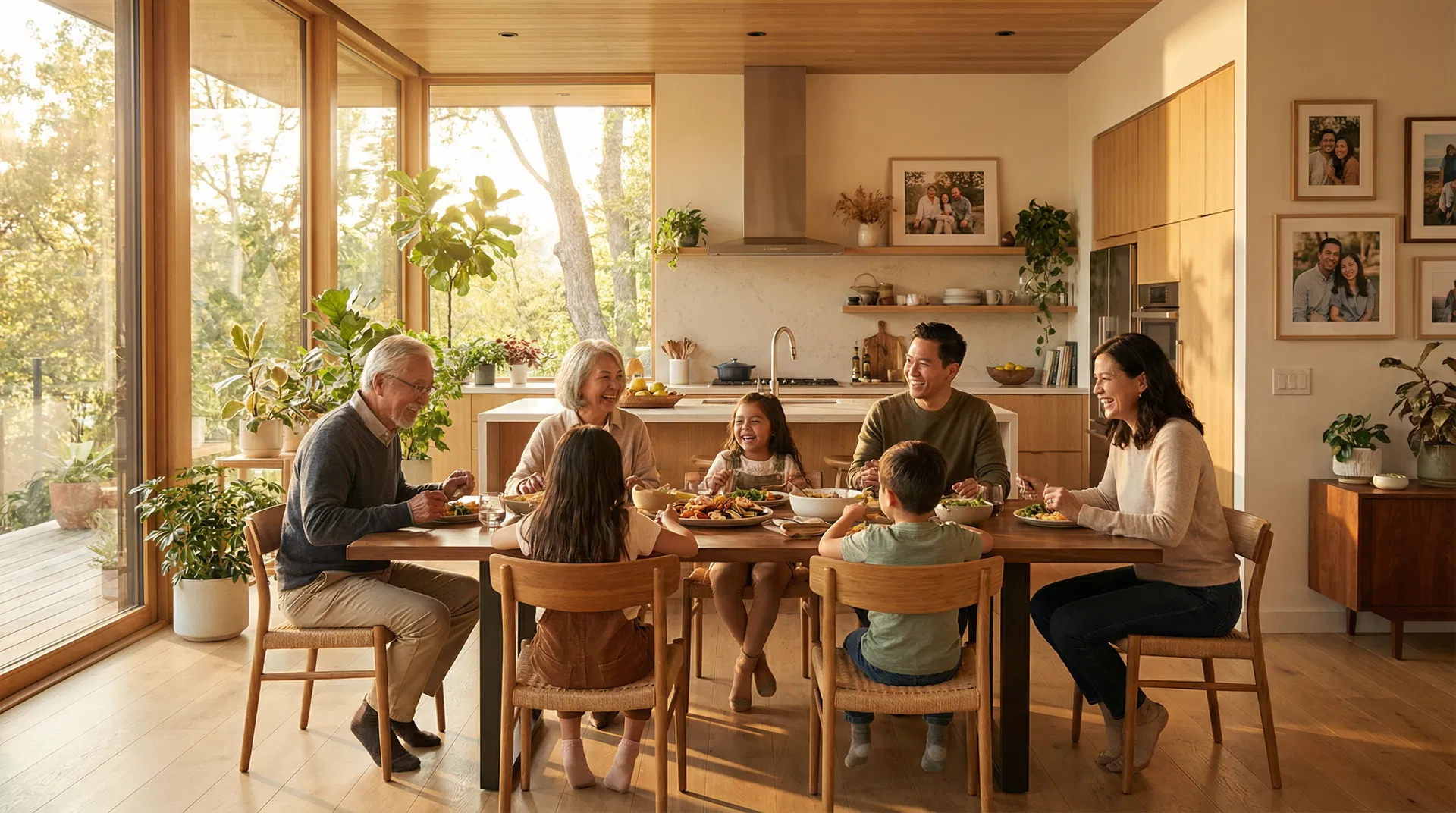 Multi-generational family enjoying financial security
