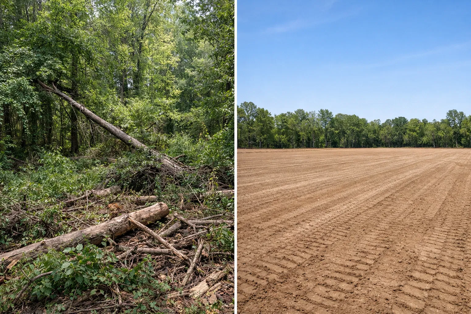 Land clearing before and after