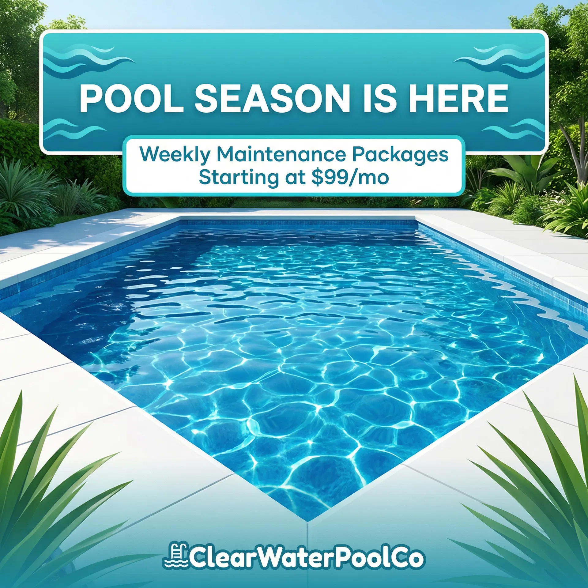 Branded pool service social media post example