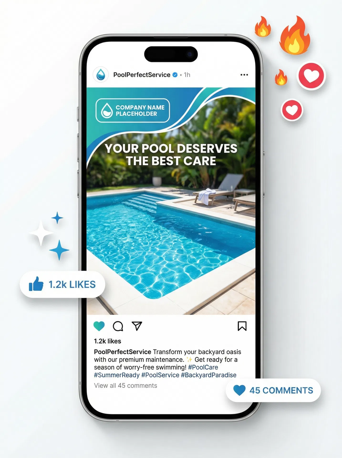 Pool company social media post example