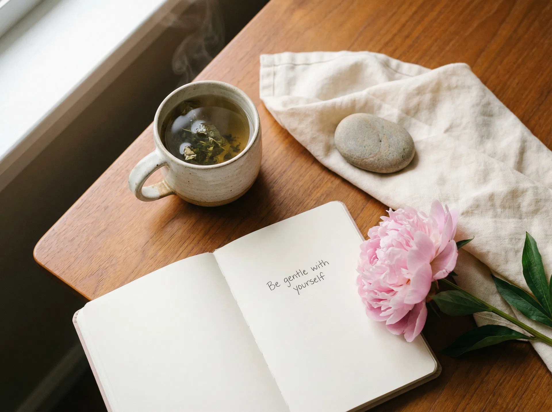 Self-care ritual flat lay