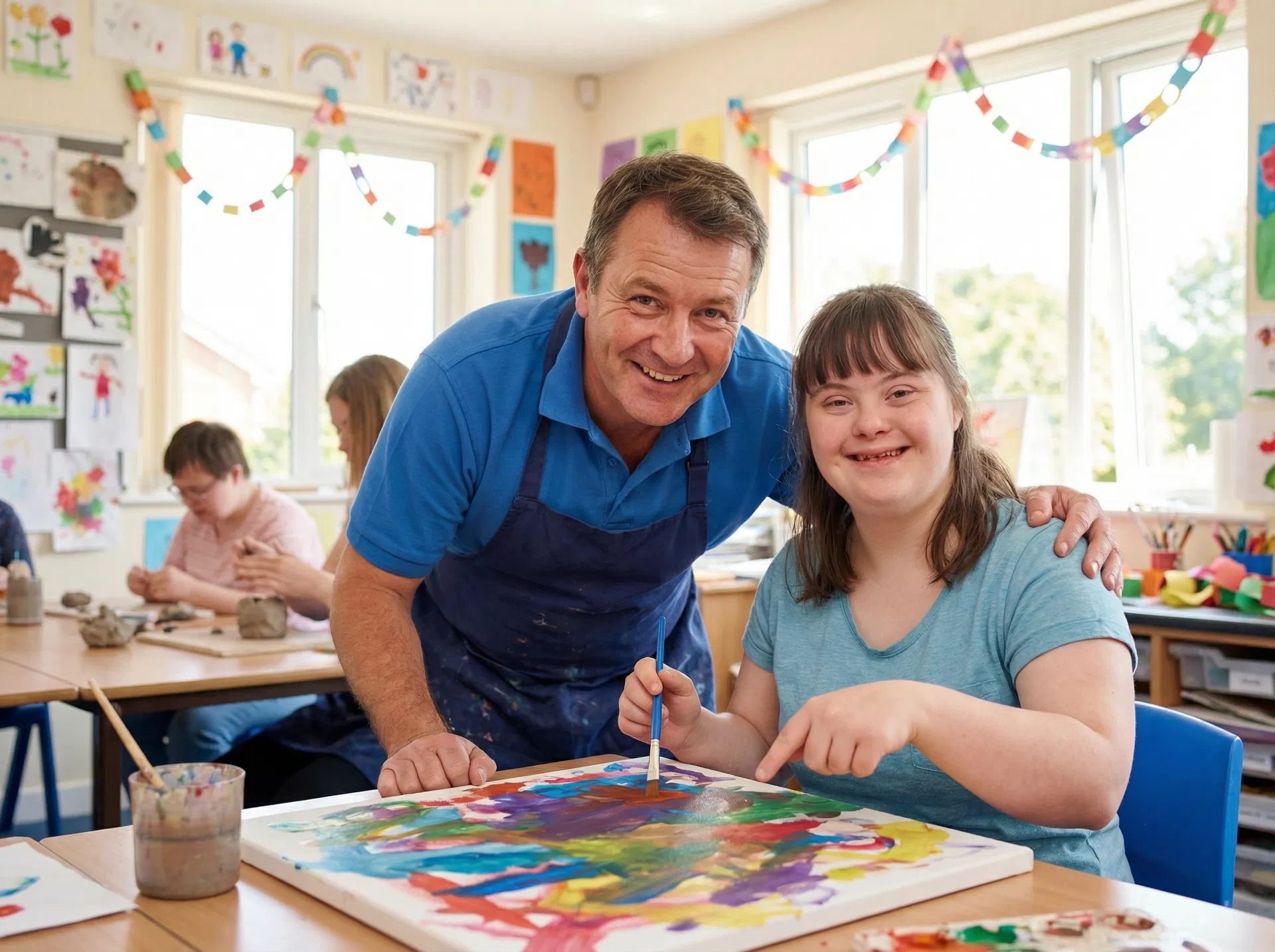 Support worker engaging positively with the person they support