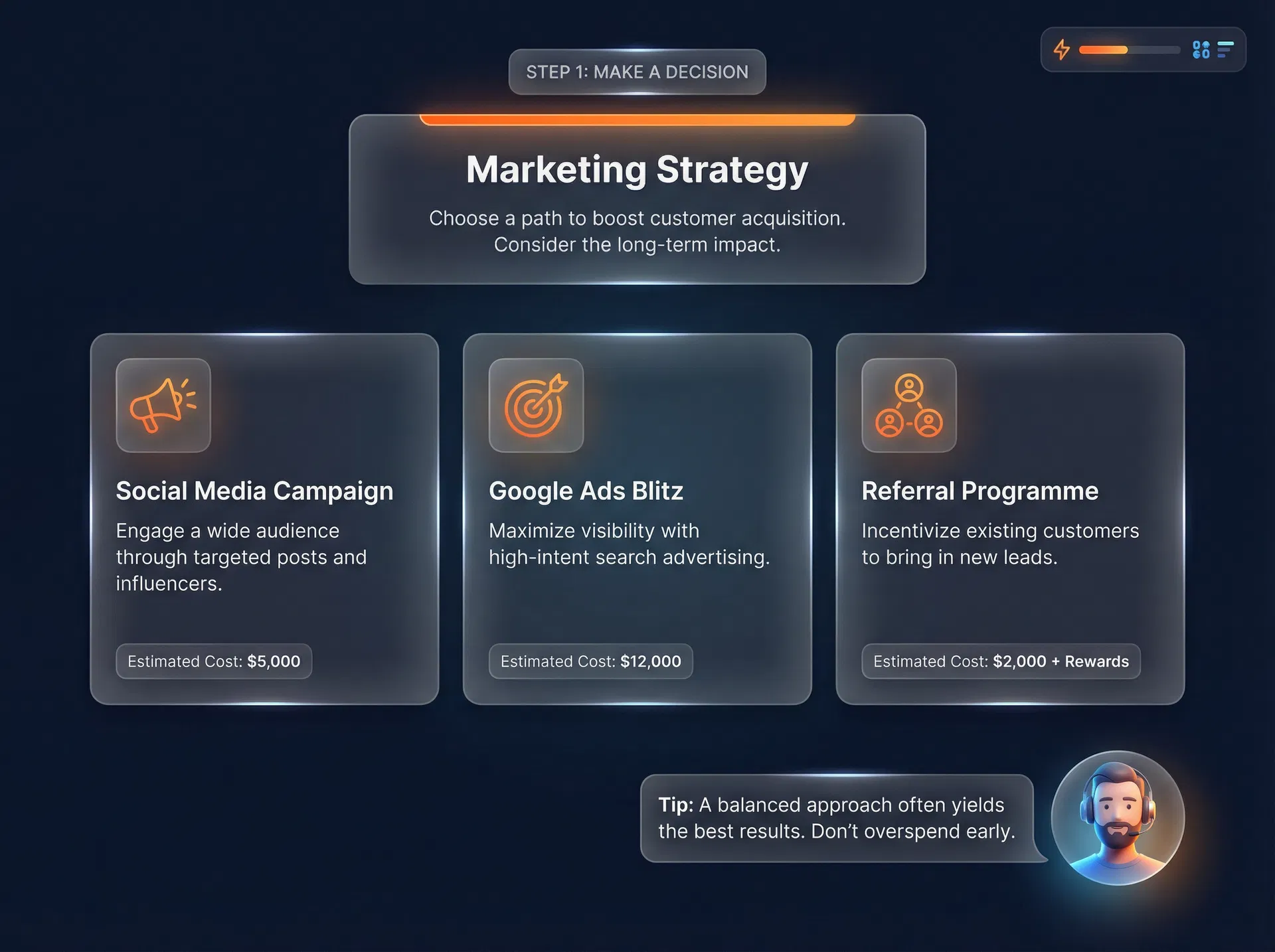Step 1: Make a Decision - choosing between marketing strategies