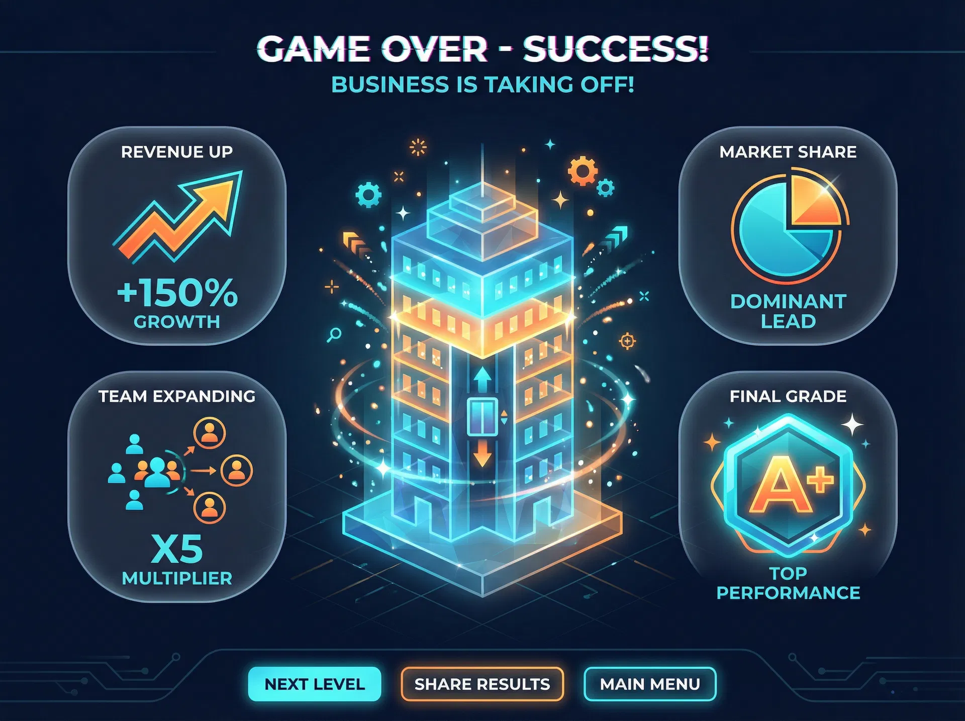 Step 3: Watch your business grow - dashboard with climbing metrics