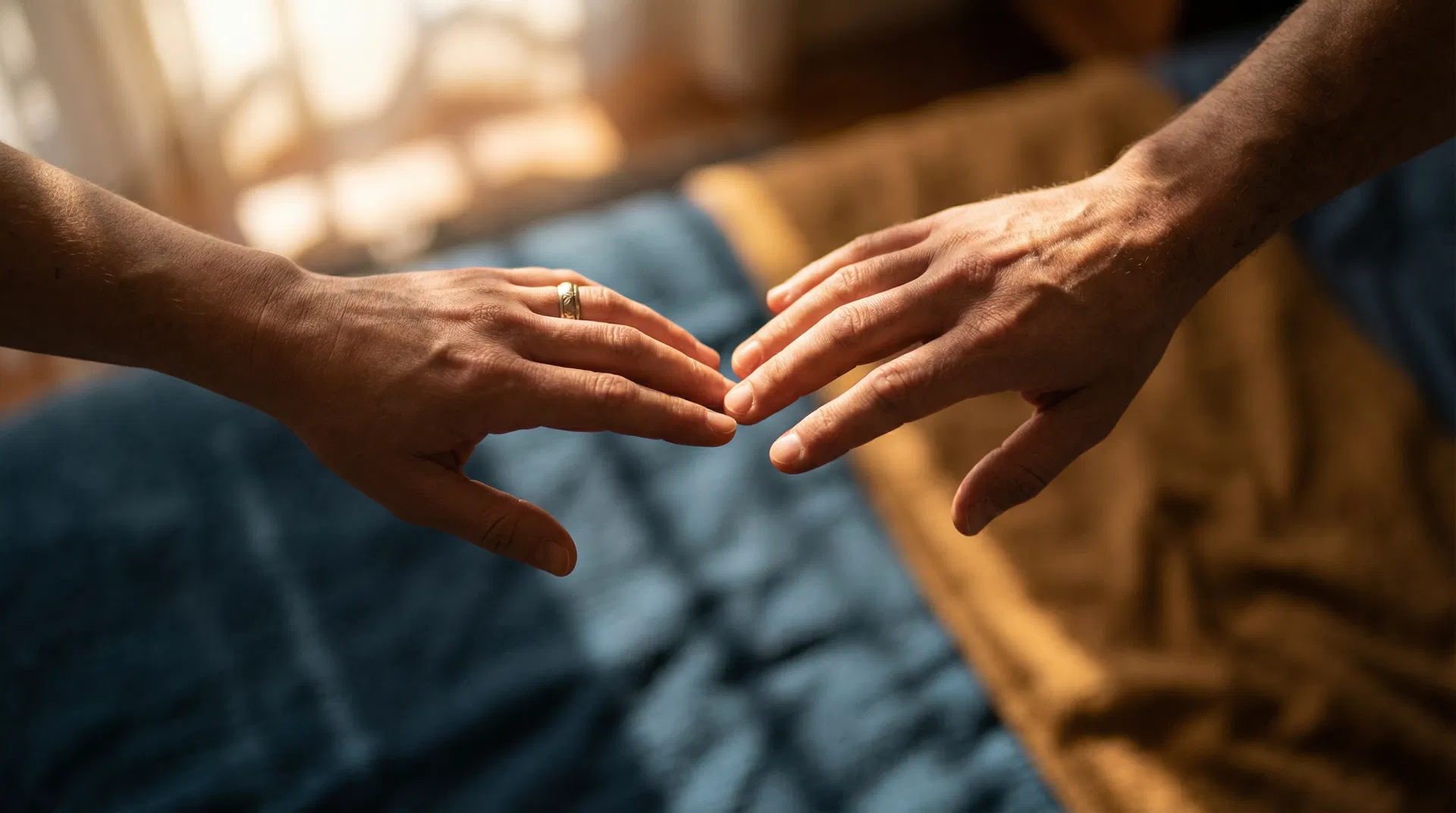 Human connection — two hands reaching toward each other