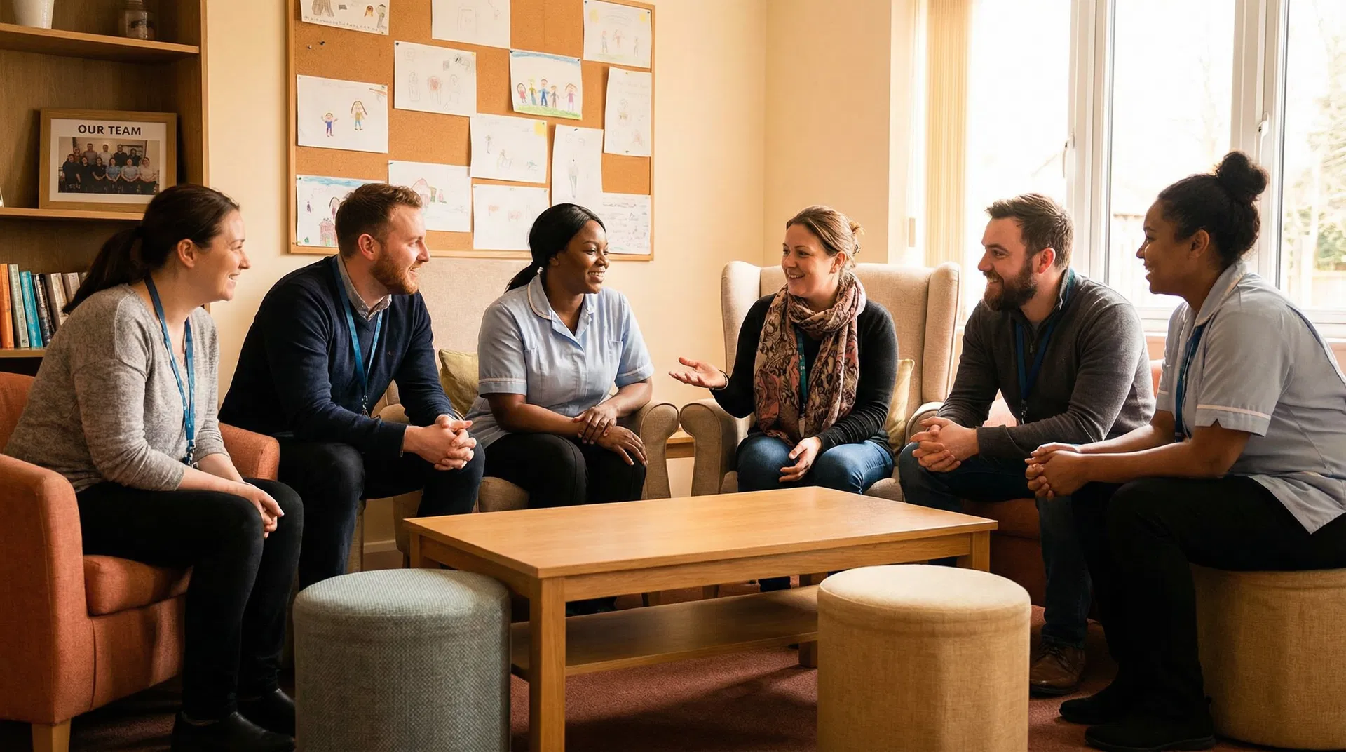 Care team in a supportive meeting