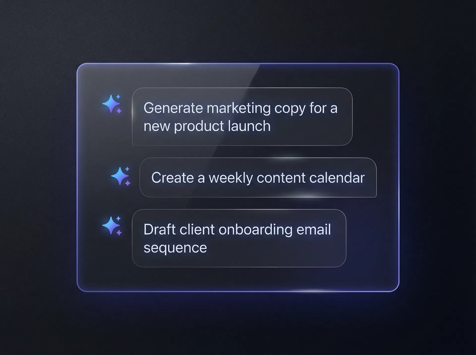 AI prompt library preview showing sample business prompts