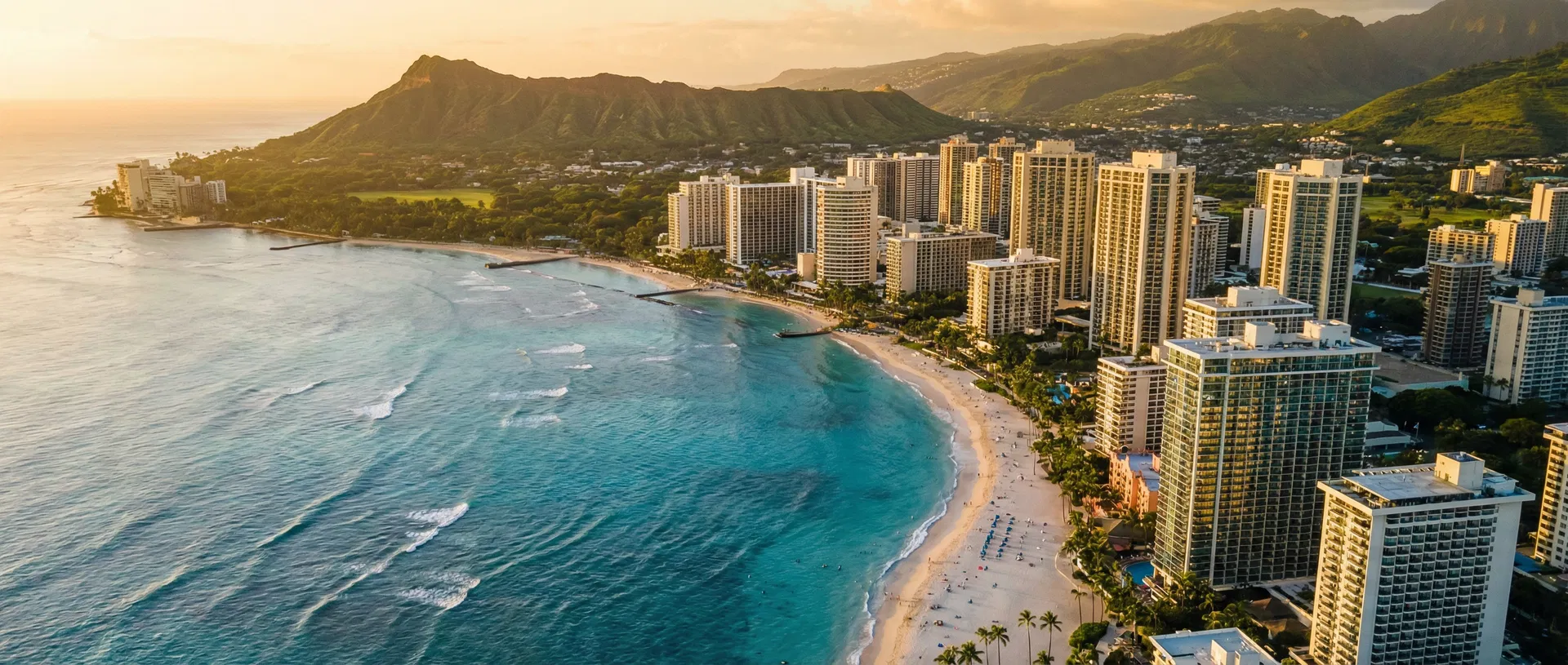 Honolulu coastline aerial view