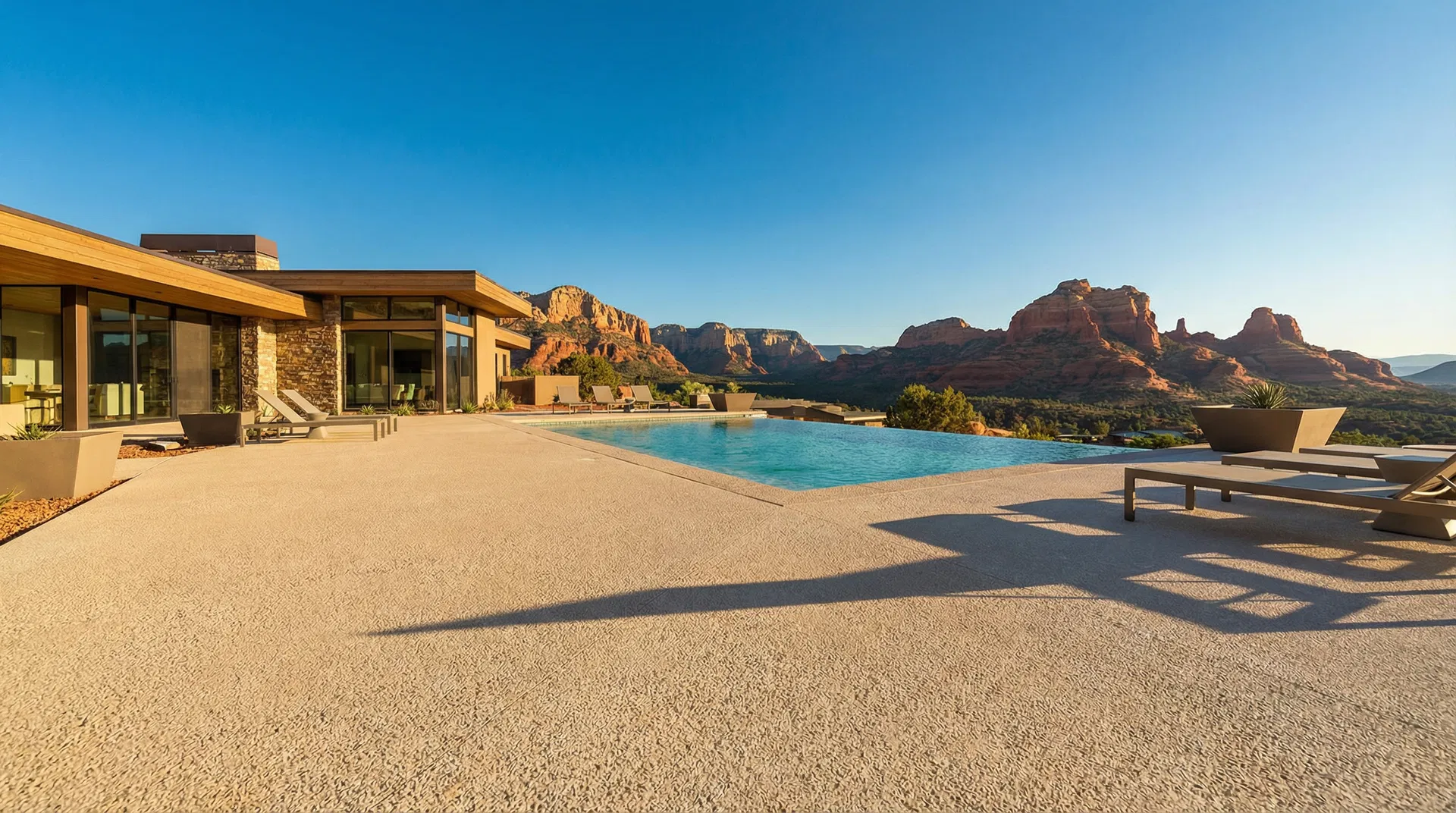 Luxury pool deck with cool deck coating in Southern Utah