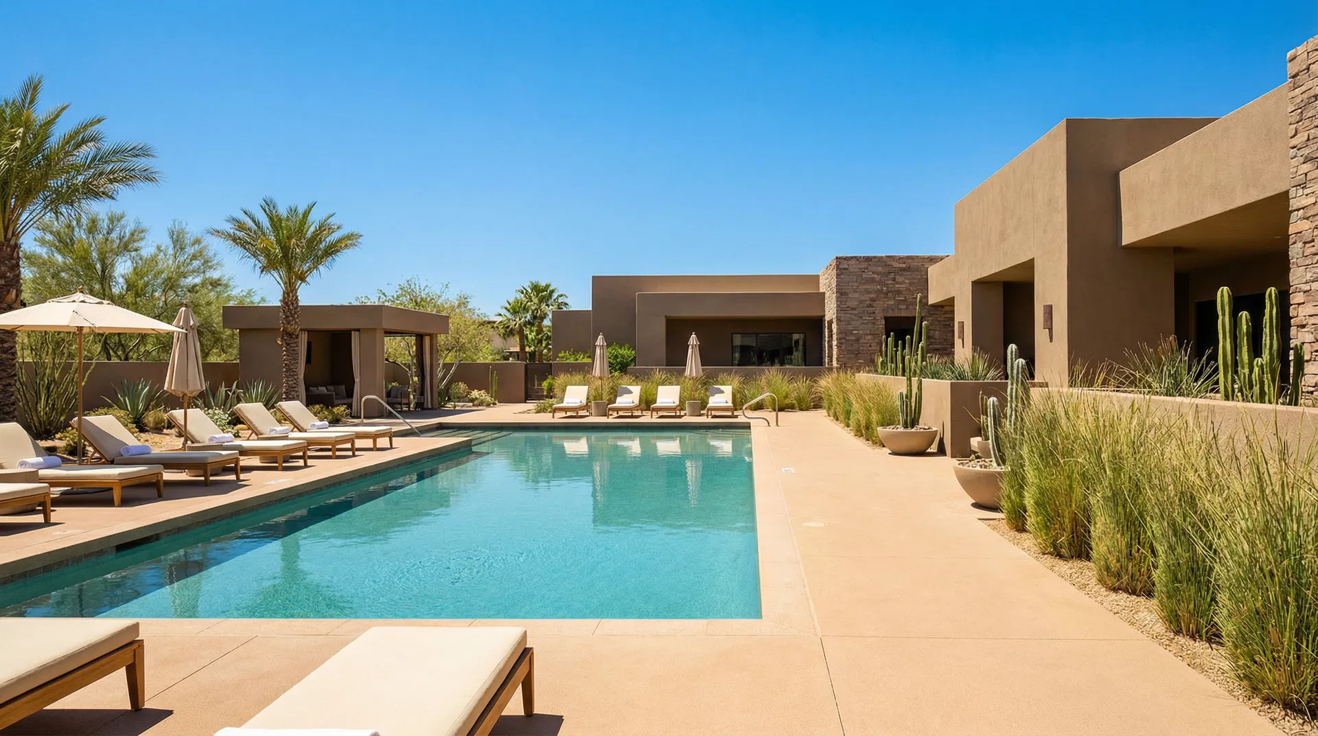 Luxury resort pool deck with cool deck coating