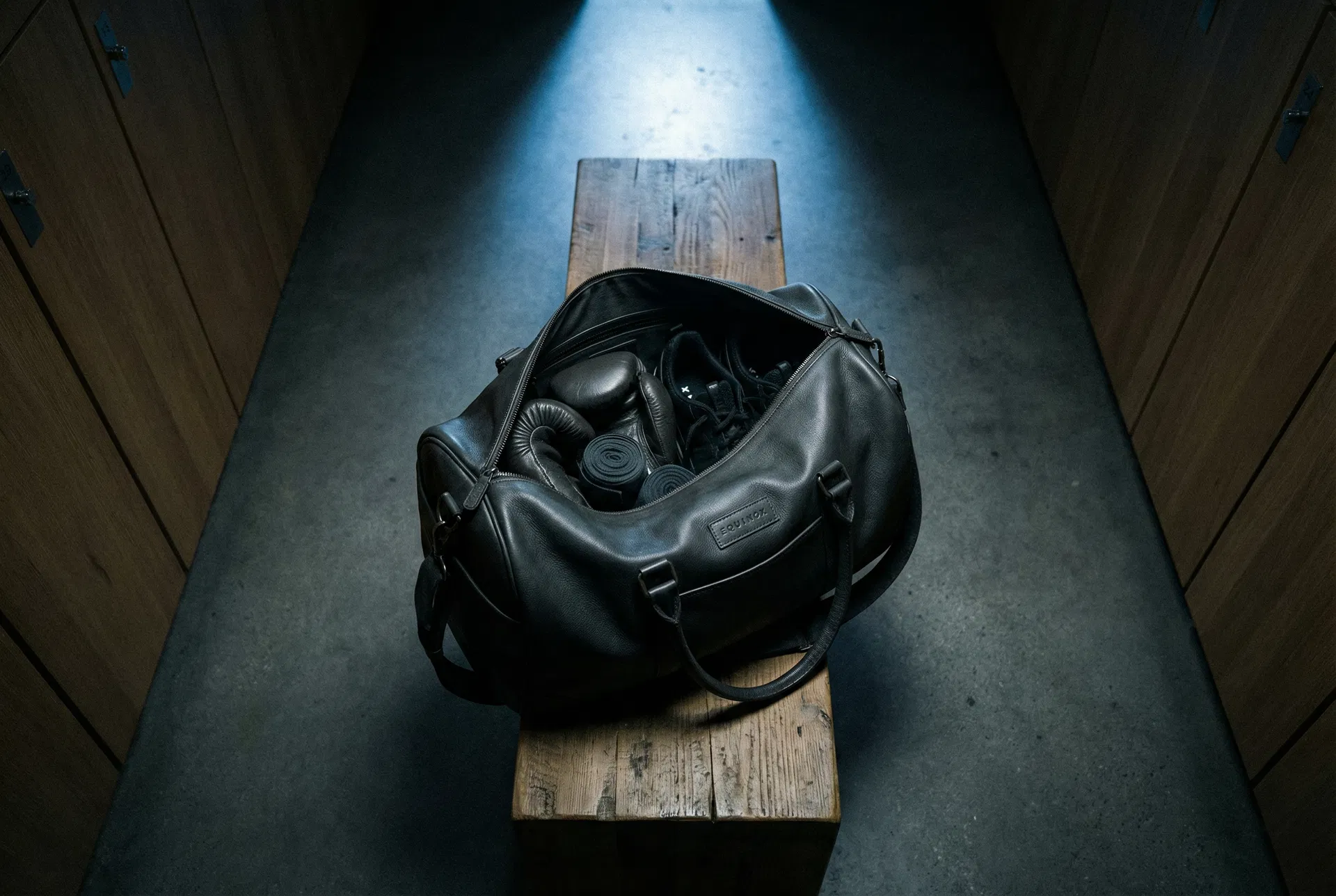 Athletic gear in locker room