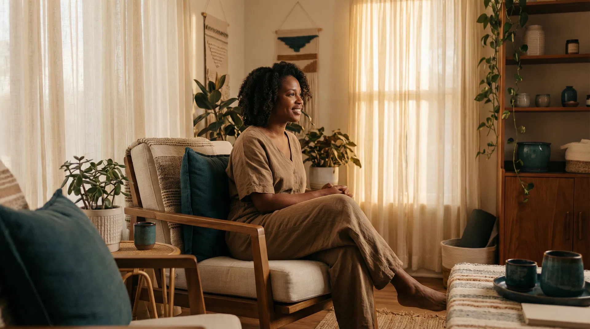 Woman in a peaceful wellness space