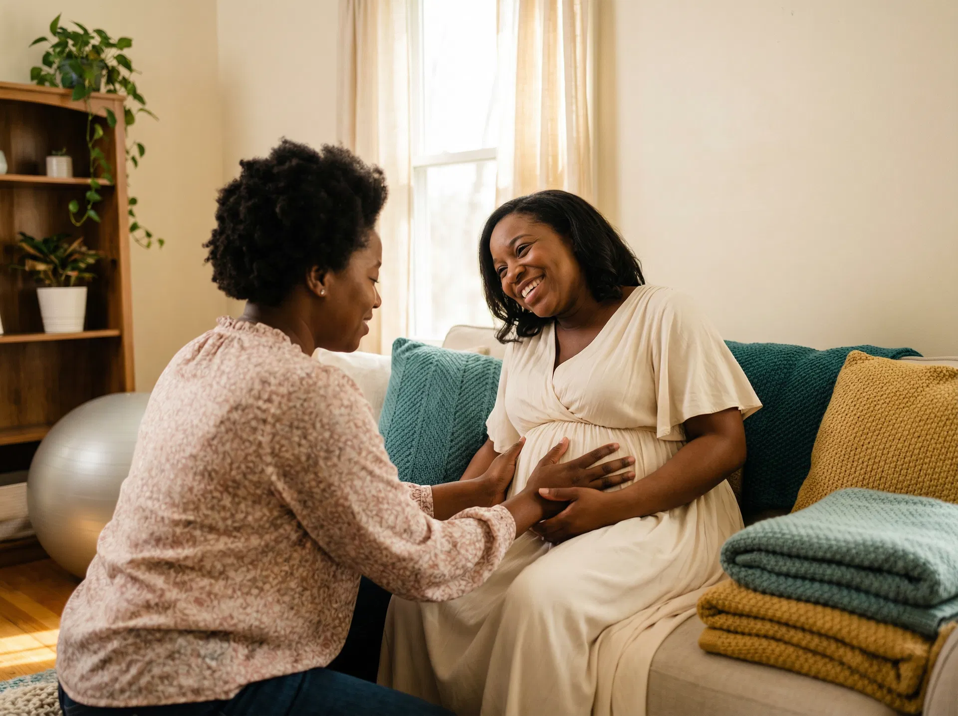 Doula supporting a pregnant woman