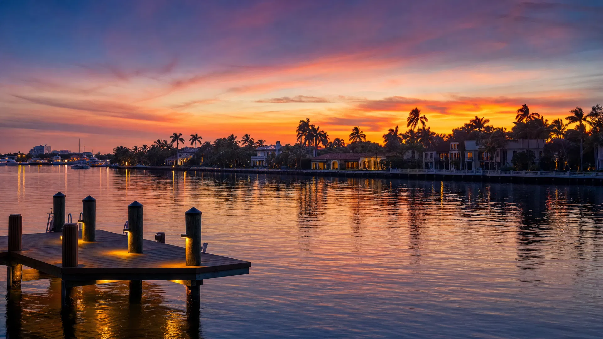 Waterfront sunset in Palm Beach