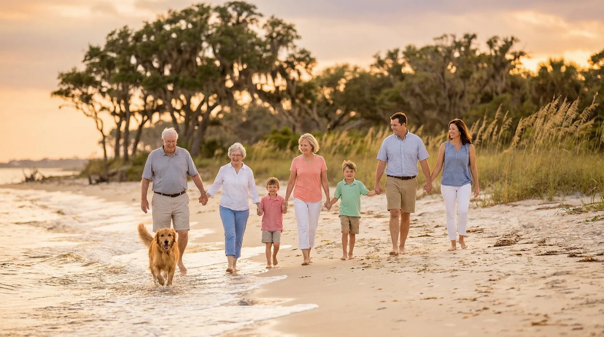 Multigenerational family enjoying the Mississippi Gulf Coast beach