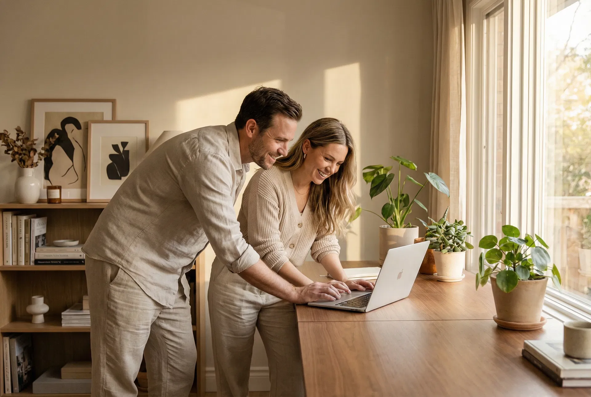 Couple working together