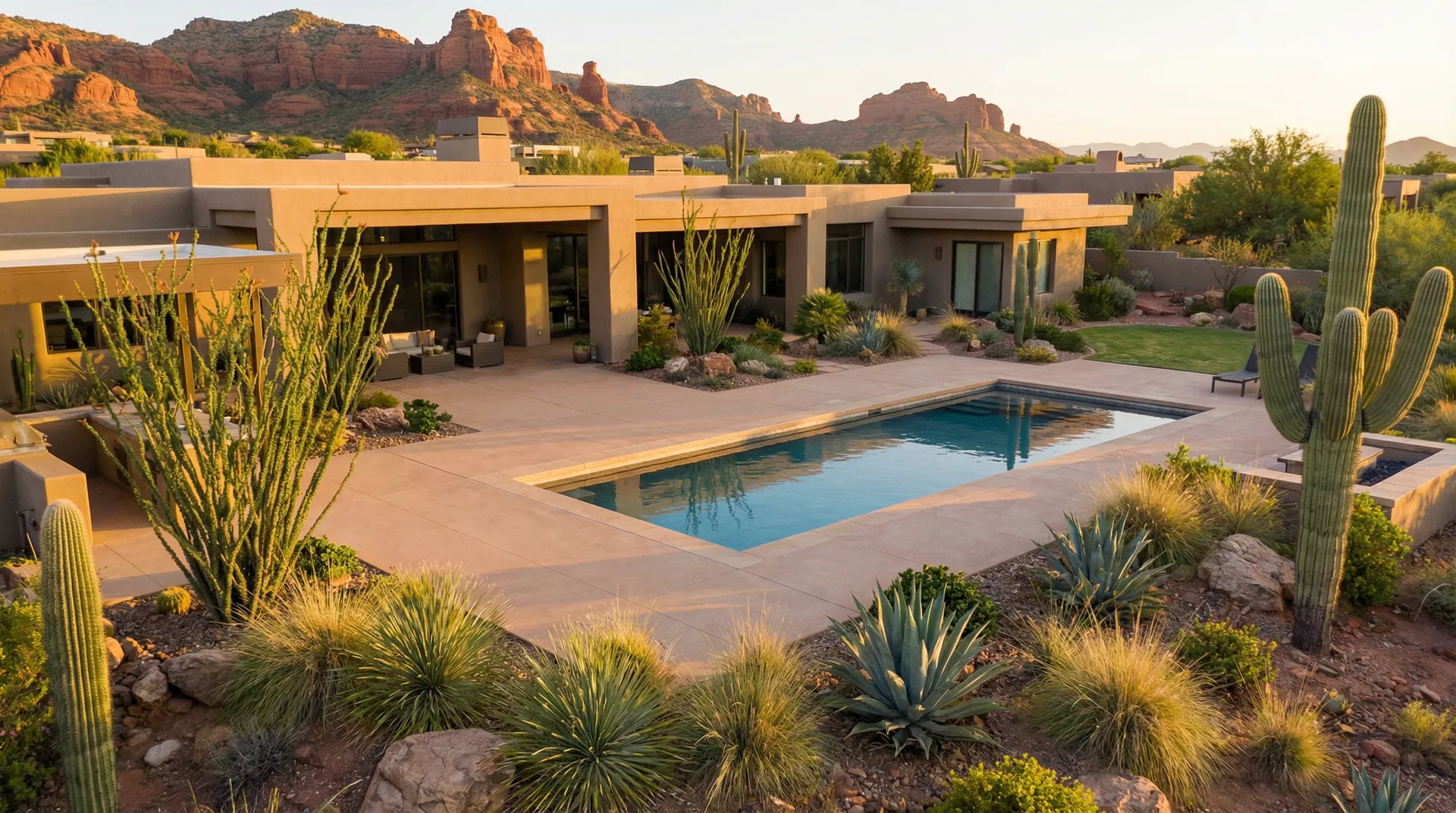Pool deck aerial view