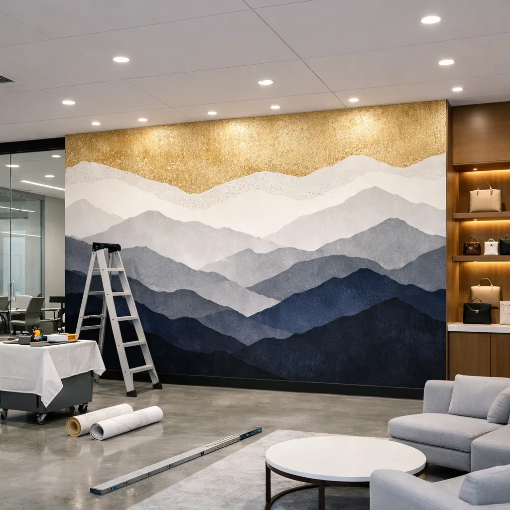 Jaguar Dry Wall office wallpaper installation in Jacksonville FL