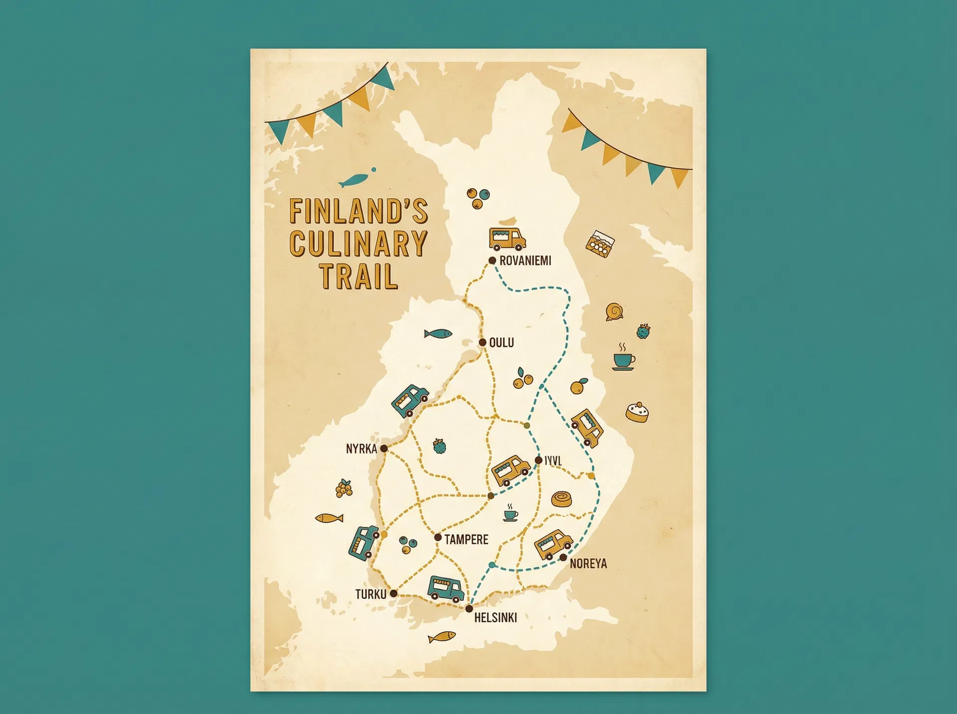 Karttakuva Suomesta – Katuruokakarnevaalit-tapahtumapaikkojen sijainnit