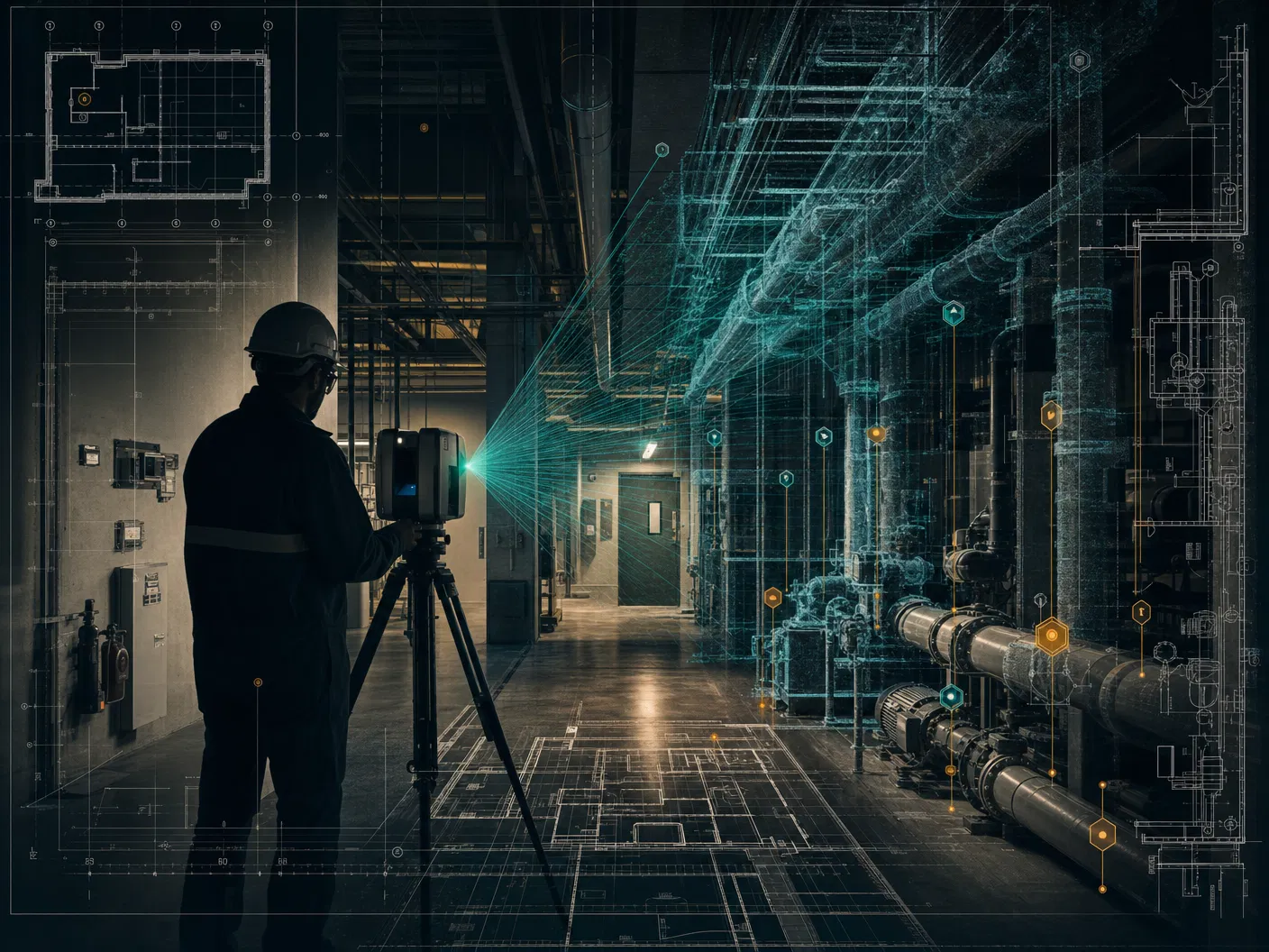 3D site scanning workflow for asset tagging in a facility