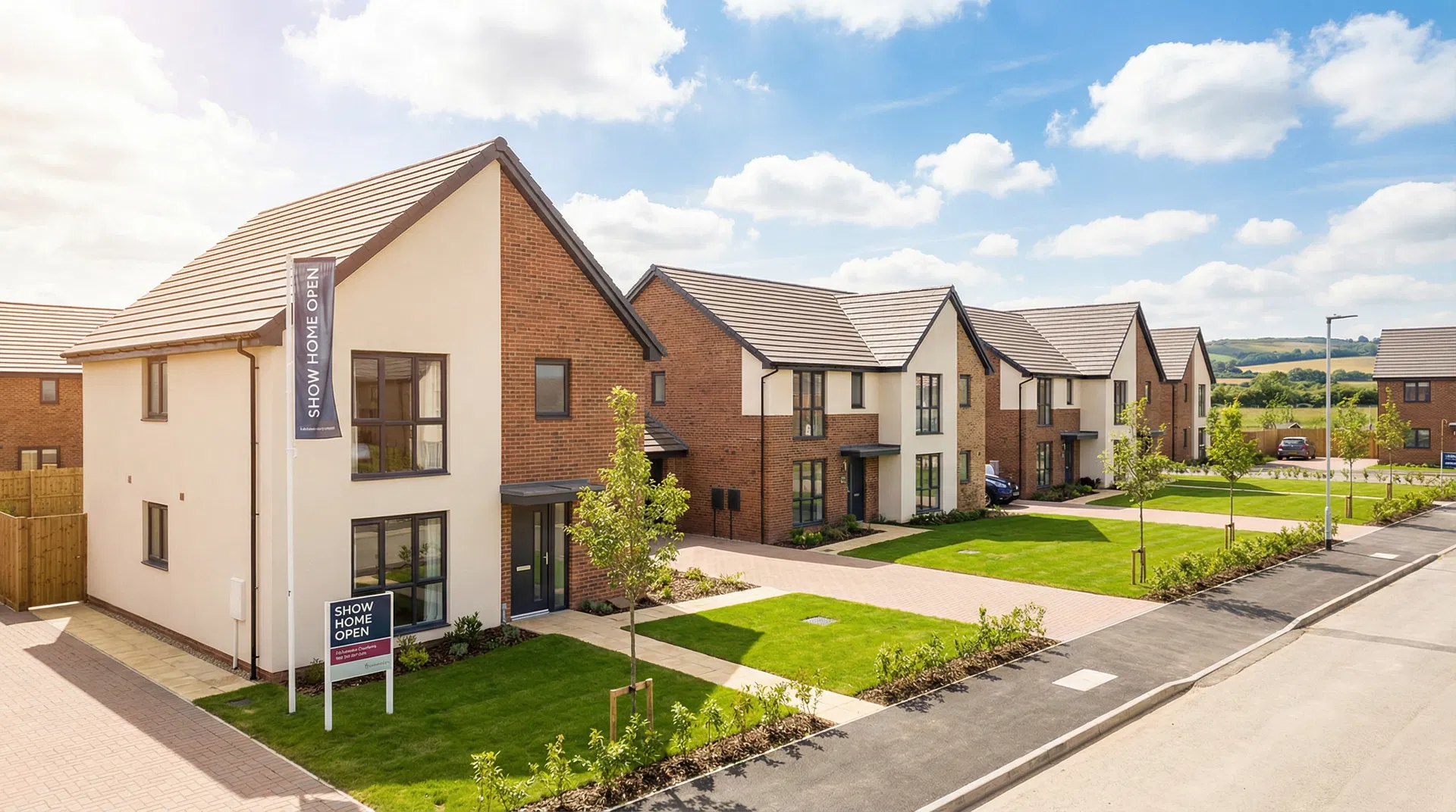 New build housing development with show home