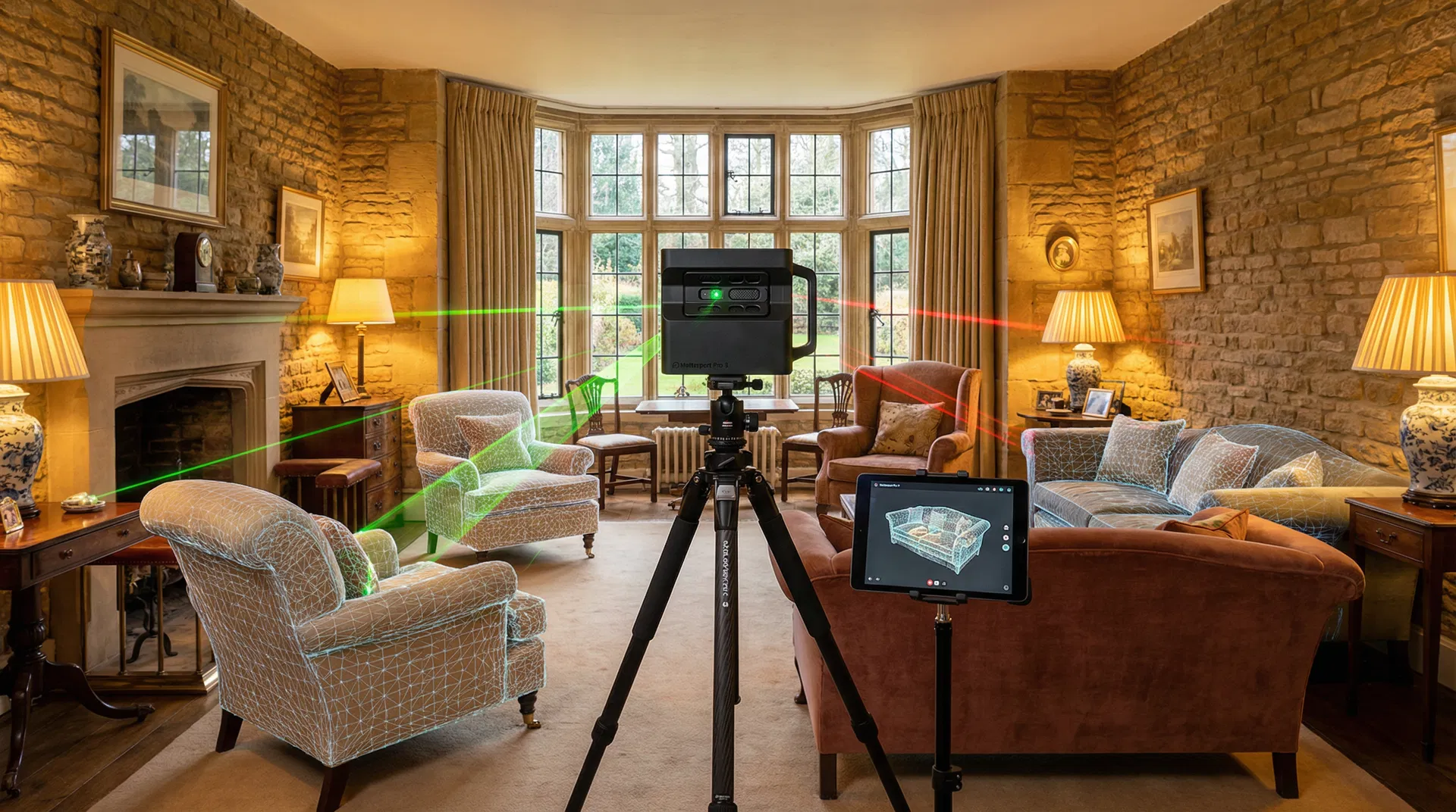 Matterport Pro 3 camera scanning a beautiful Somerset property interior