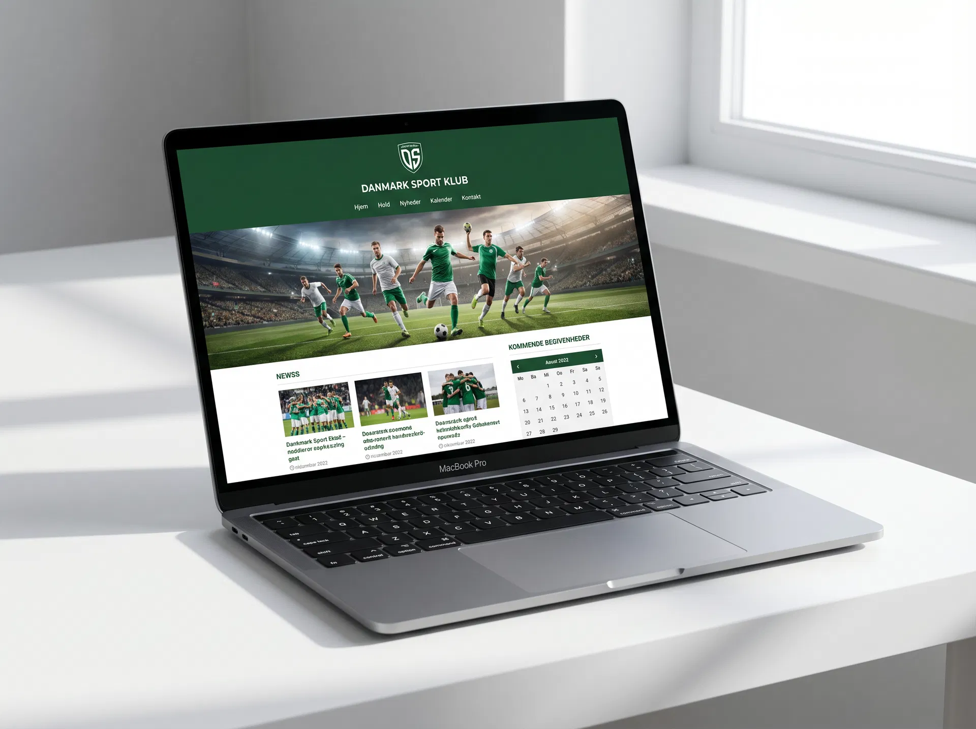 Eksempel på idrætssite hjemmeside