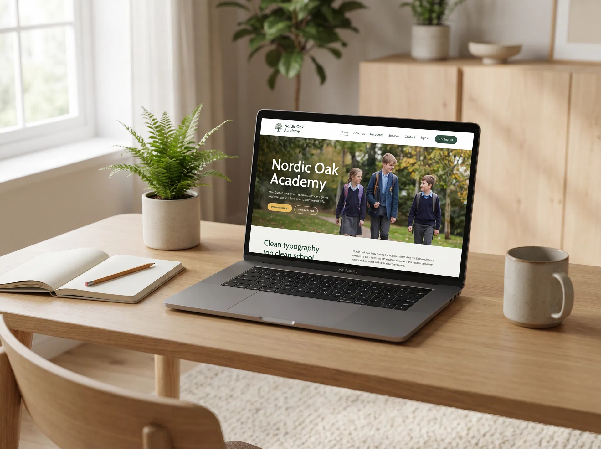 Skolewebsite på laptop