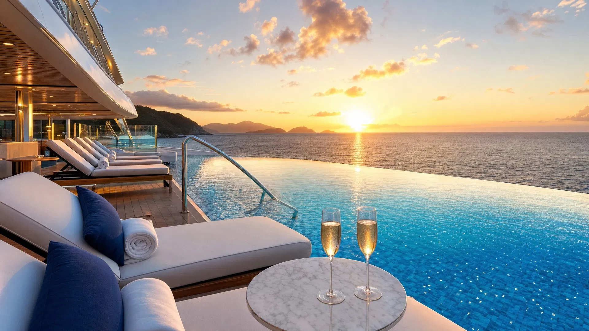 Piscine infinity sur un navire de croisière de luxe — CroisièresDeluxe.com